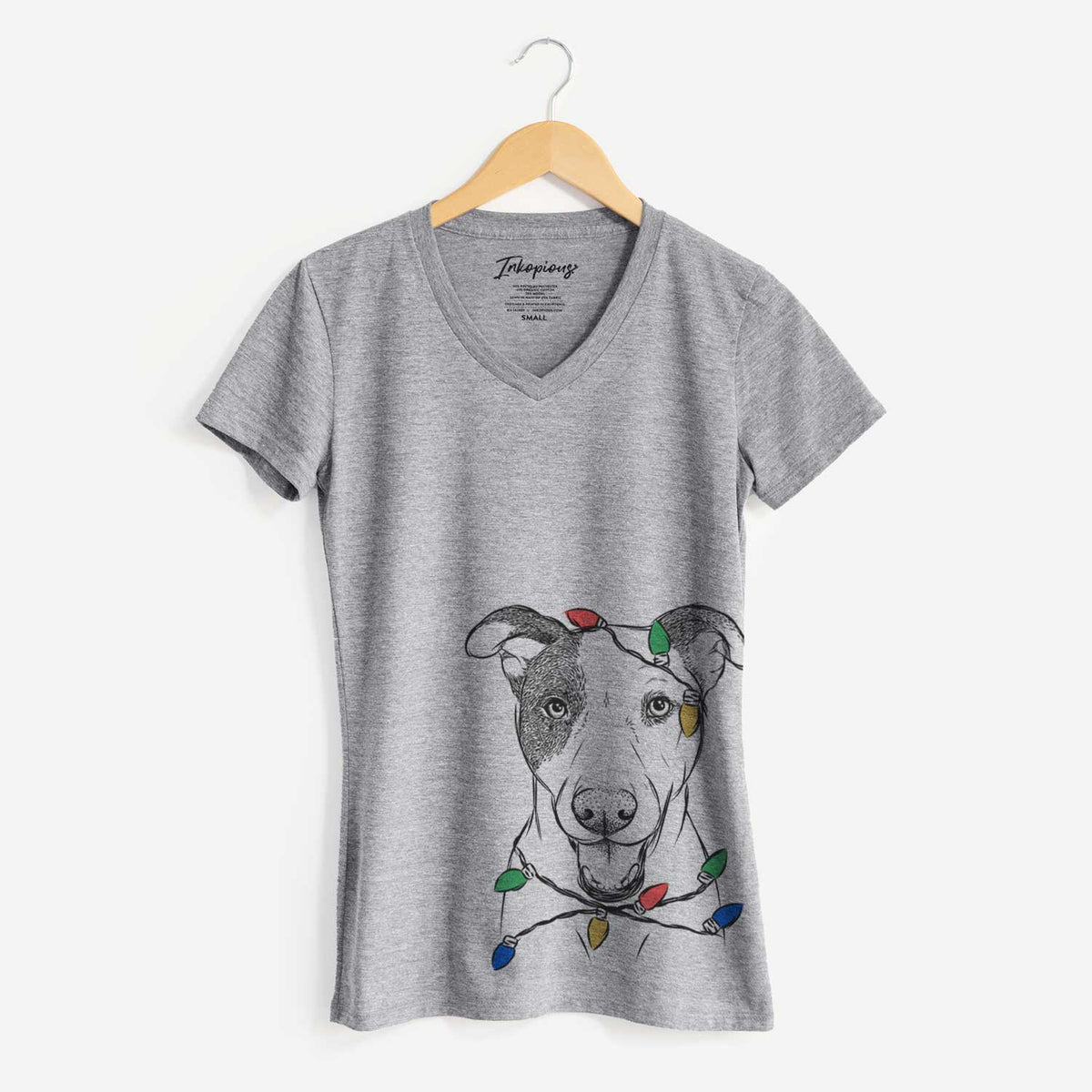 Christmas Lights Bucky the Mixed Breed - Women's V-neck Shirt