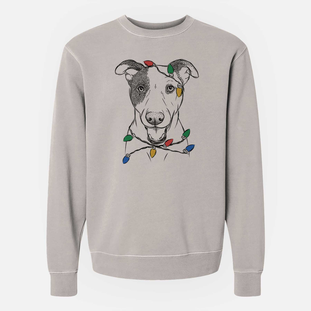 Christmas Lights Bucky the Mixed Breed - Unisex Pigment Dyed Crew Sweatshirt
