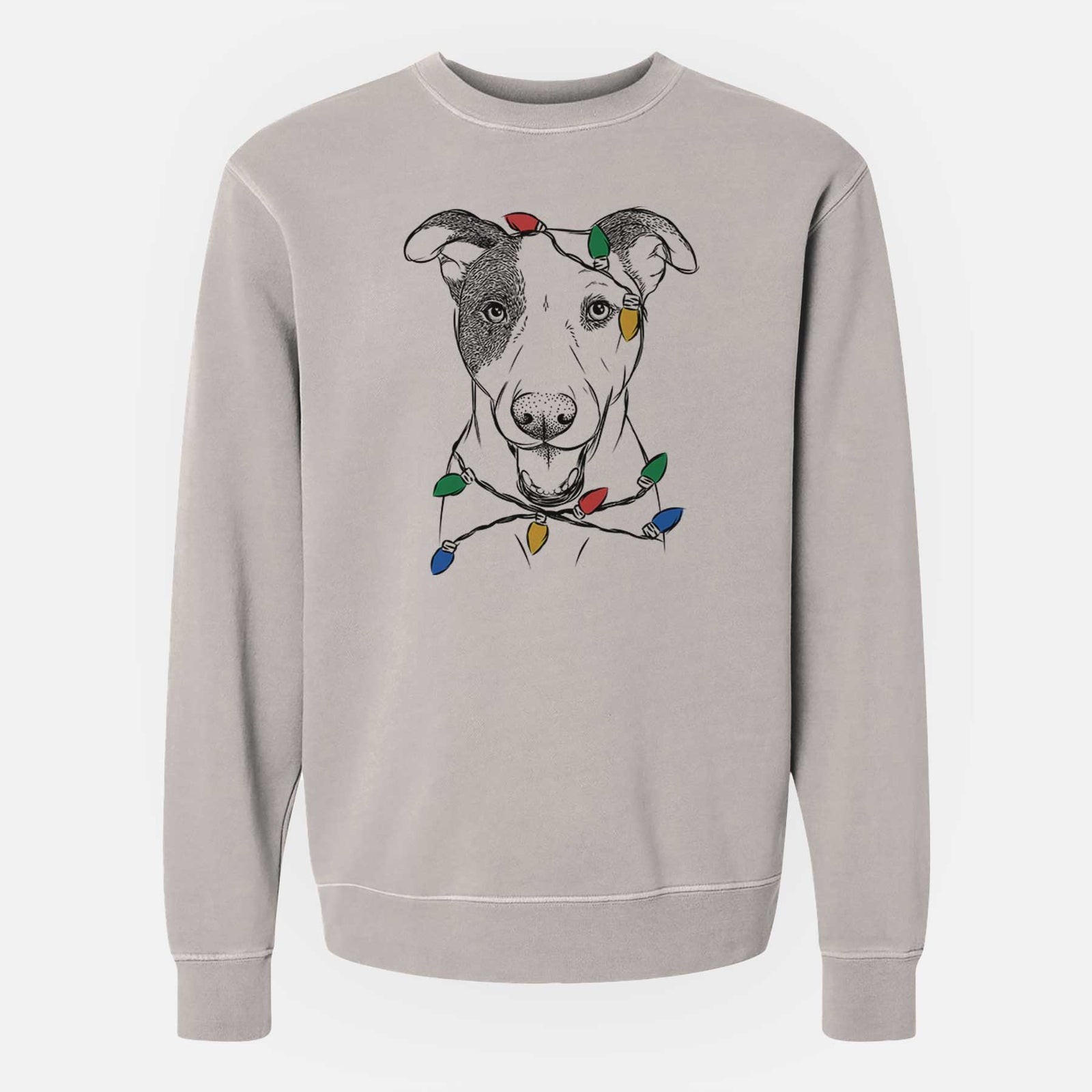 Christmas Lights Bucky the Mixed Breed - Unisex Pigment Dyed Crew Sweatshirt