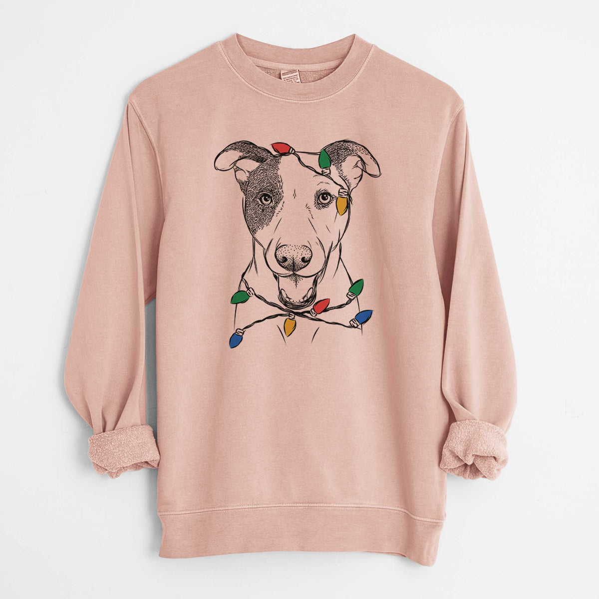 Christmas Lights Bucky the Mixed Breed - Unisex Pigment Dyed Crew Sweatshirt