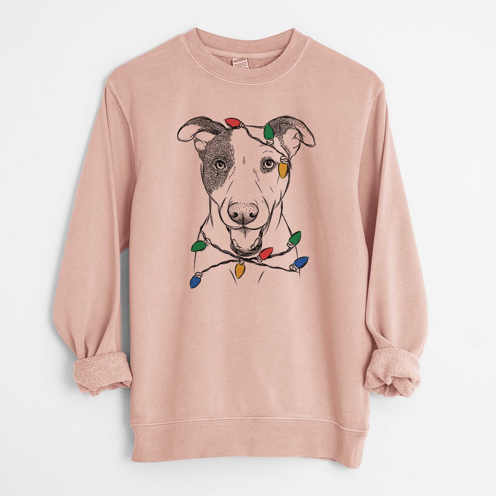 Christmas Lights Bucky the Mixed Breed - Unisex Pigment Dyed Crew Sweatshirt