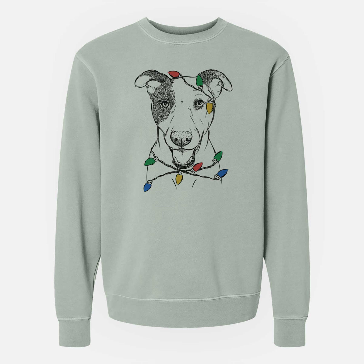 Christmas Lights Bucky the Mixed Breed - Unisex Pigment Dyed Crew Sweatshirt