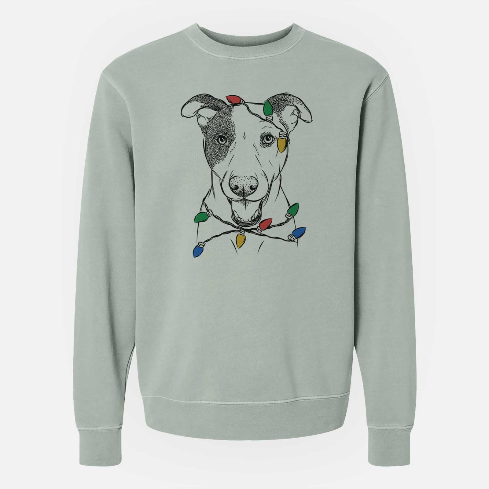 Christmas Lights Bucky the Mixed Breed - Unisex Pigment Dyed Crew Sweatshirt