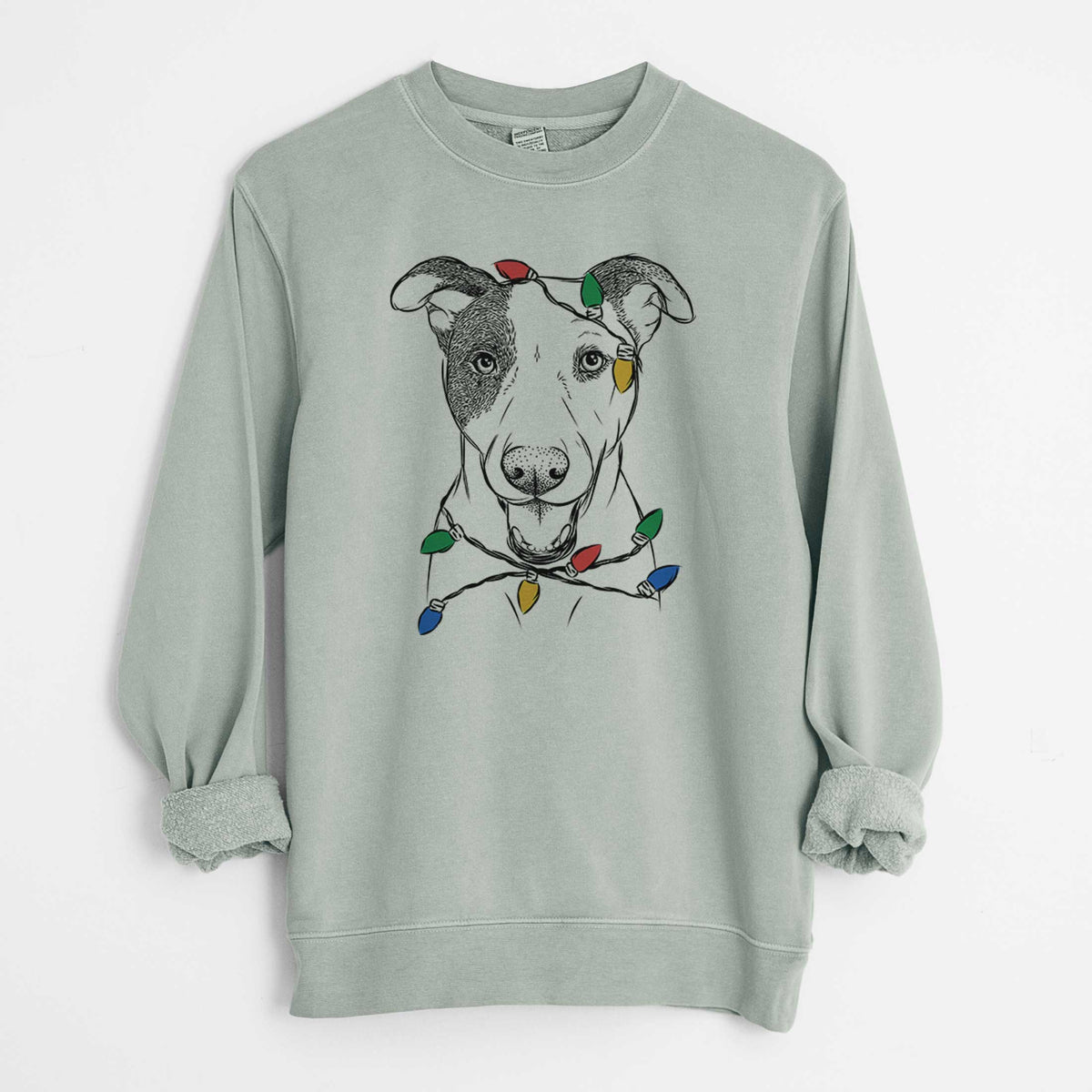 Christmas Lights Bucky the Mixed Breed - Unisex Pigment Dyed Crew Sweatshirt