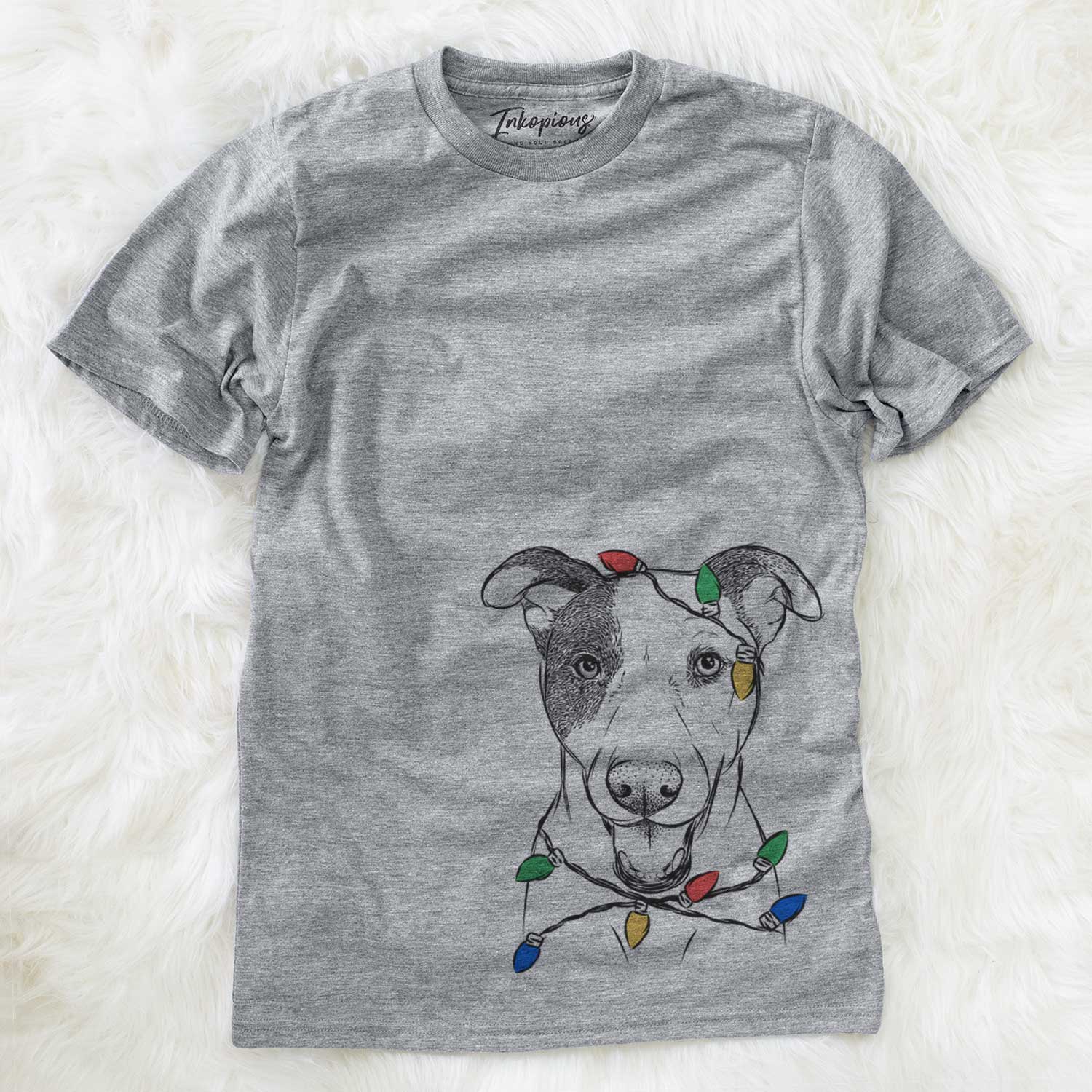 Christmas Lights Bucky the Mixed Breed - Unisex Crewneck