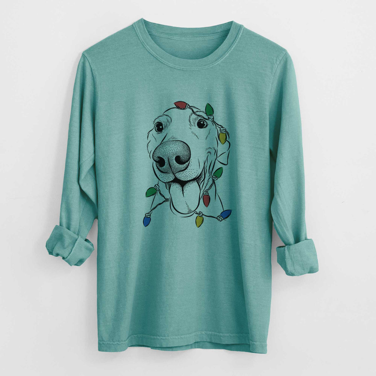 Christmas Lights Buddy the Buddy the Sato / American Village Dog - Heavyweight 100% Cotton Long Sleeve
