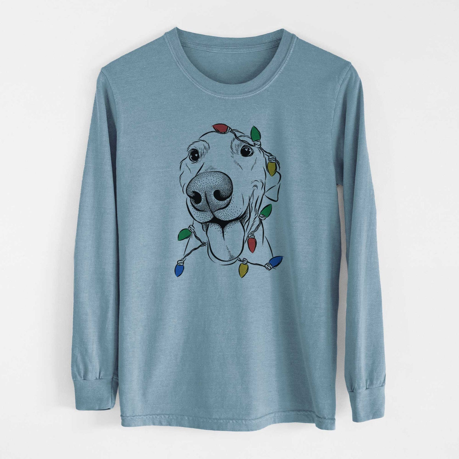 Christmas Lights Buddy the Buddy the Sato / American Village Dog - Heavyweight 100% Cotton Long Sleeve