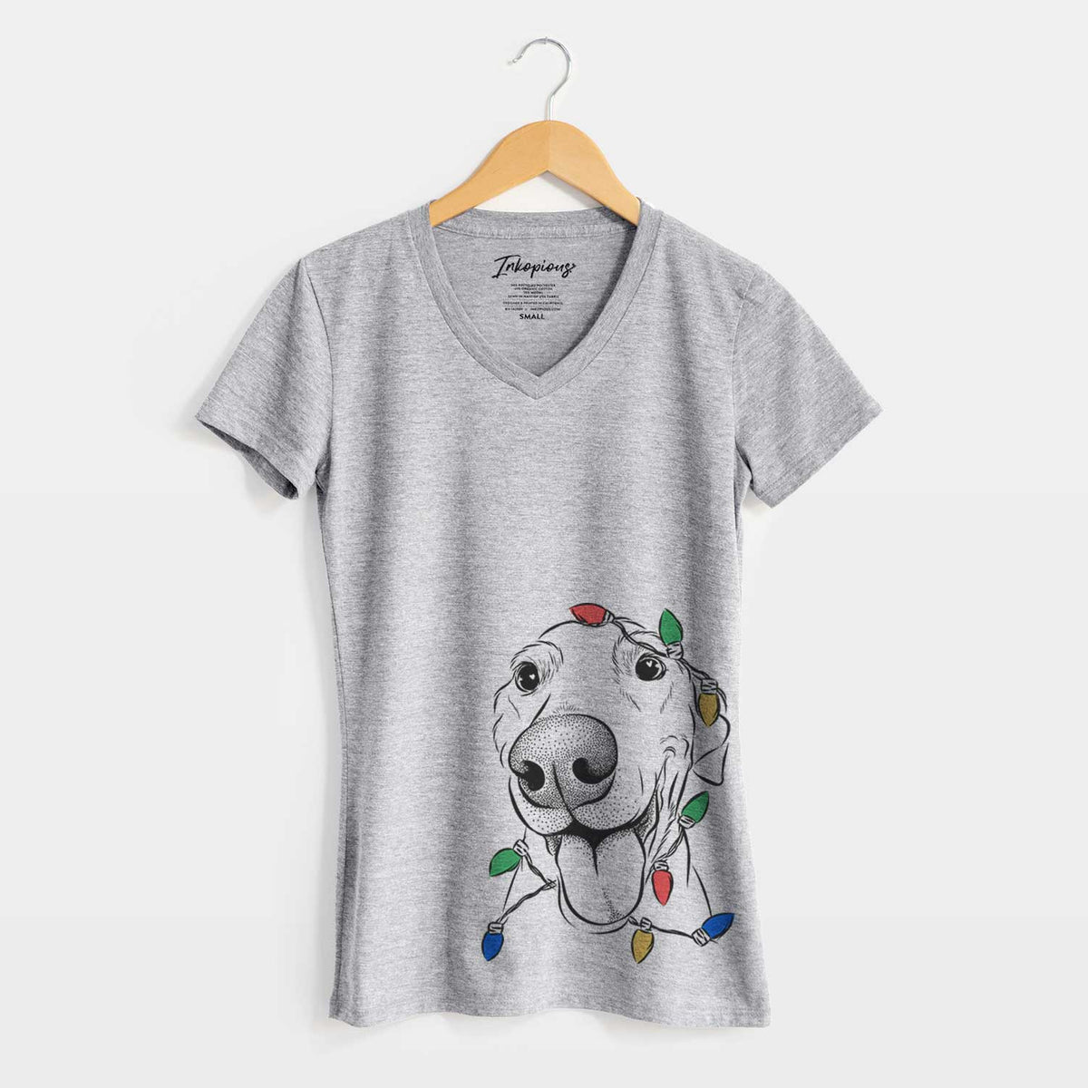 Christmas Lights Buddy the Buddy the Sato / American Village Dog - Women's V-neck Shirt