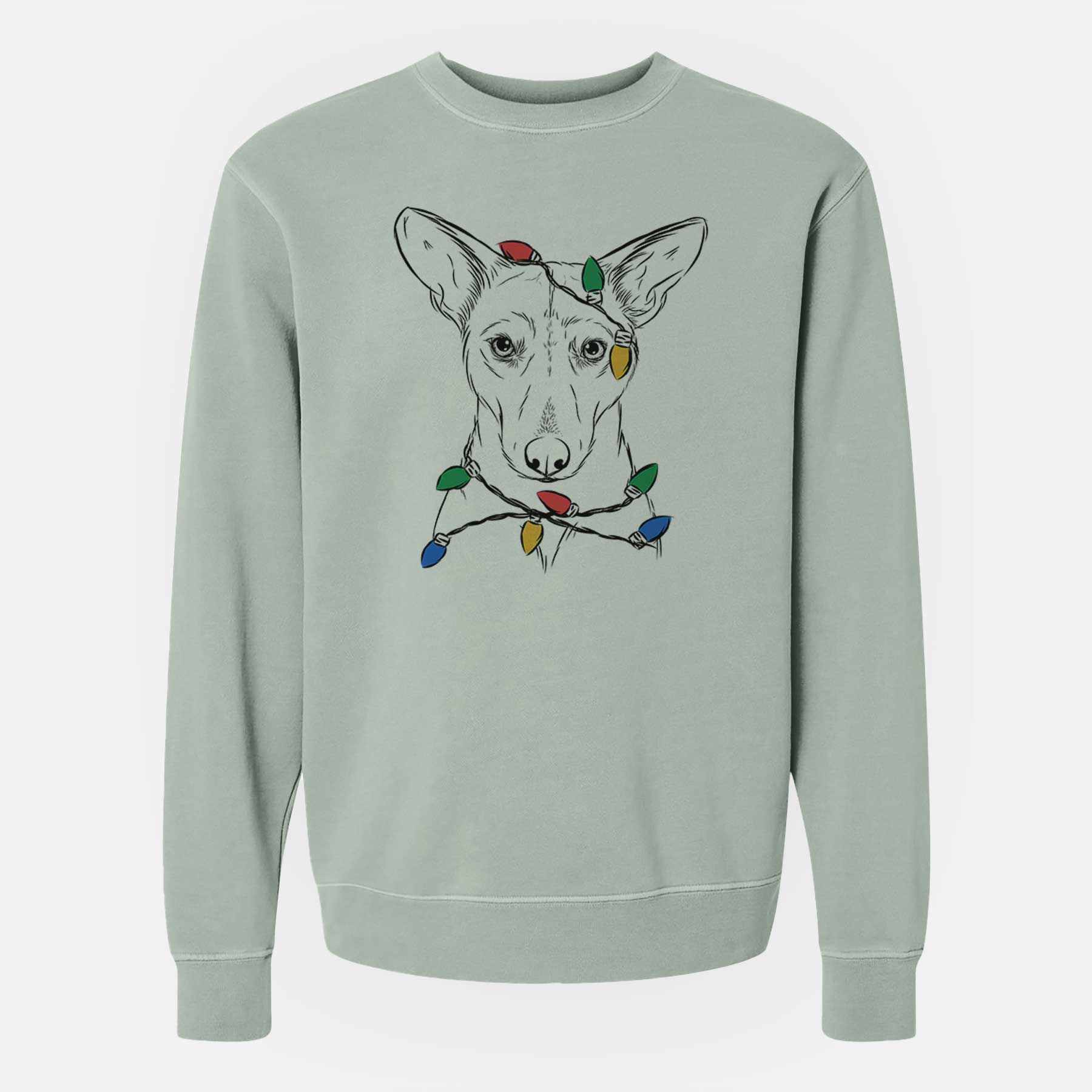 Christmas Lights Buff the Dorgi - Unisex Pigment Dyed Crew Sweatshirt