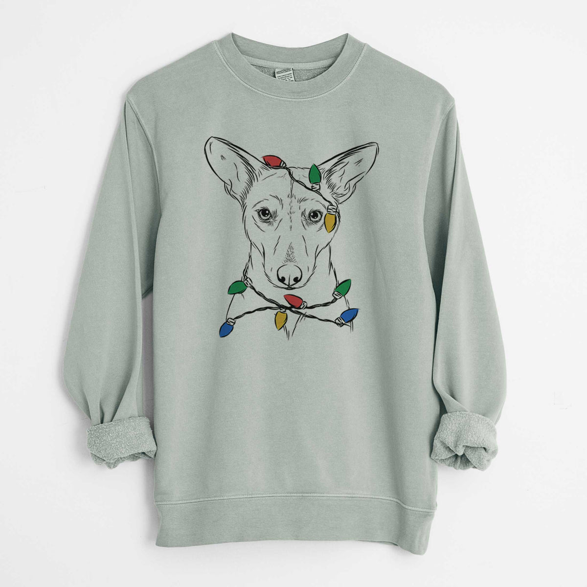 Christmas Lights Buff the Dorgi - Unisex Pigment Dyed Crew Sweatshirt