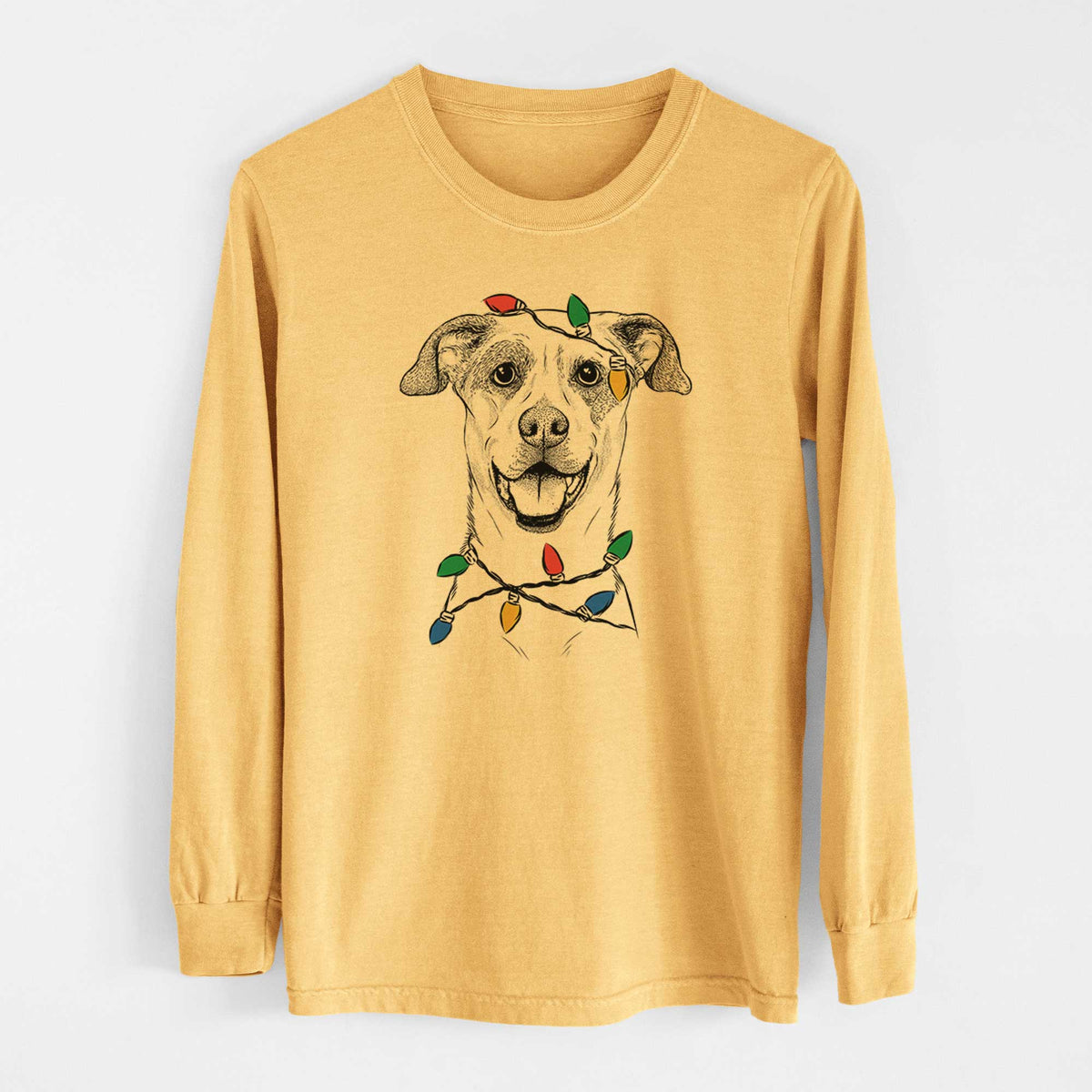 Christmas Lights Buffy the Mixed Breed - Heavyweight 100% Cotton Long Sleeve