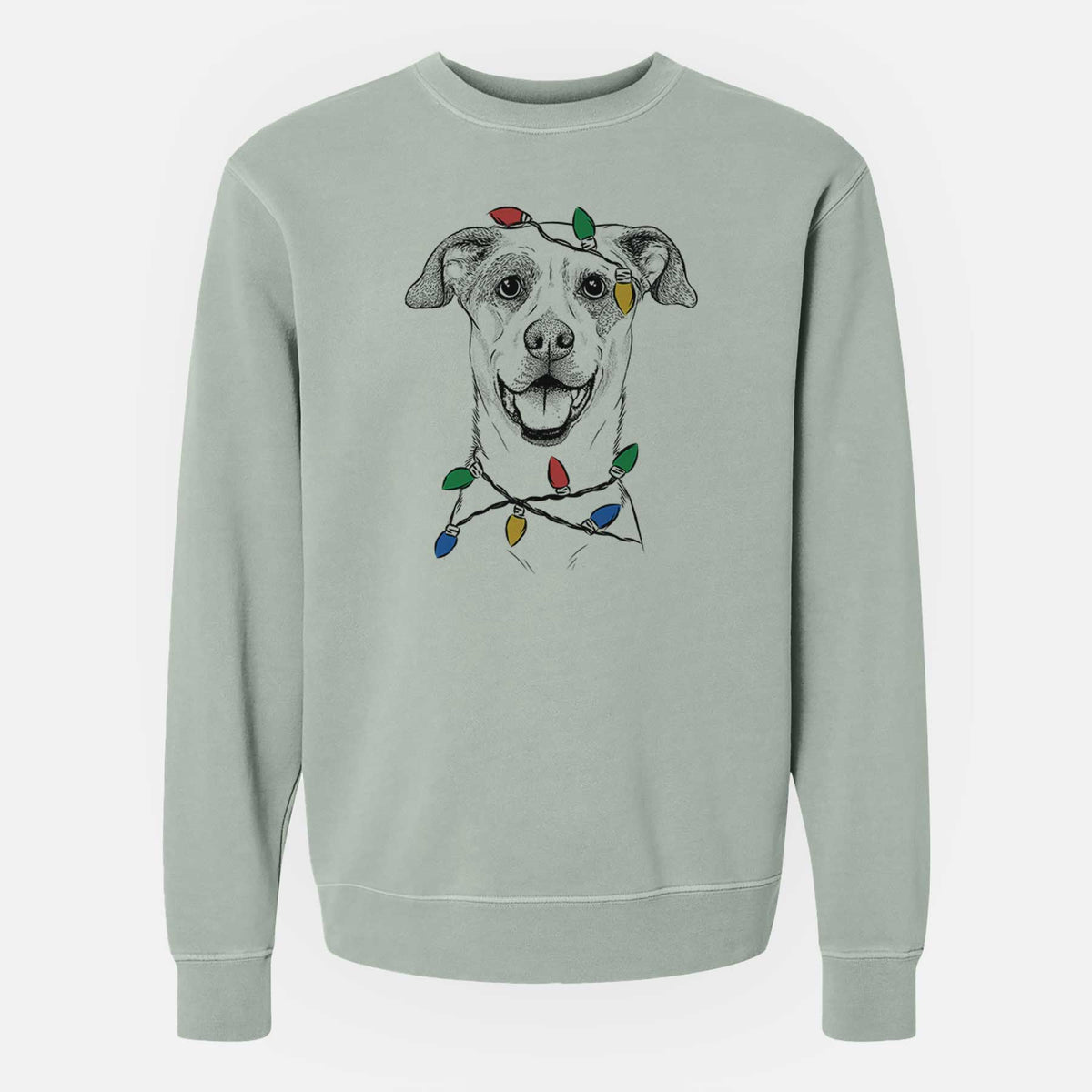 Christmas Lights Buffy the Mixed Breed - Unisex Pigment Dyed Crew Sweatshirt