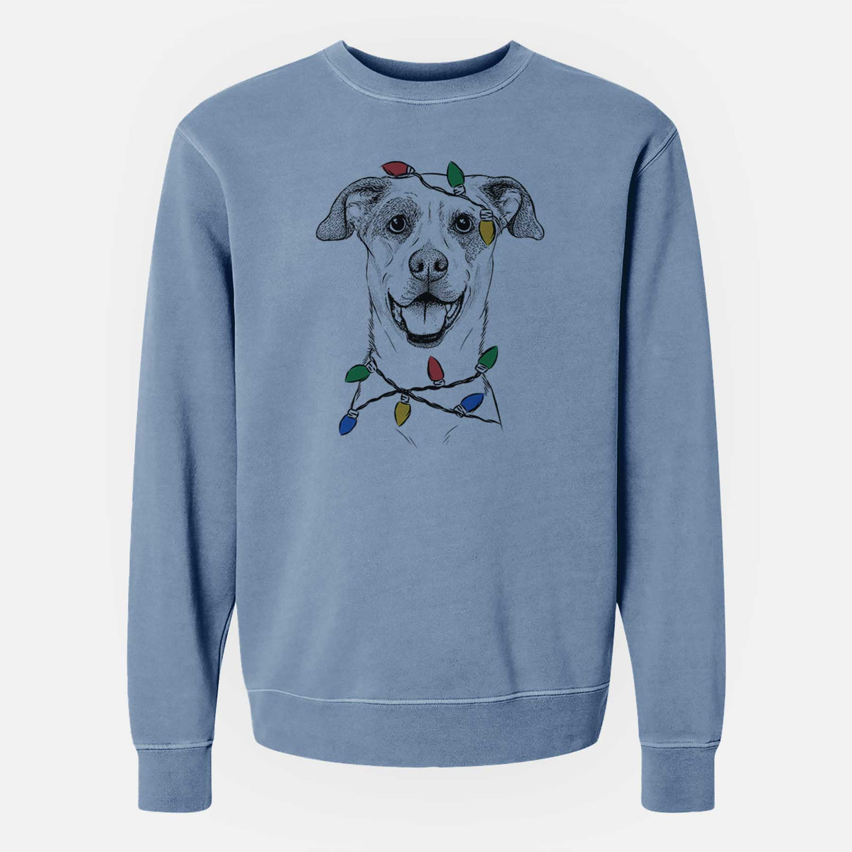 Christmas Lights Buffy the Mixed Breed - Unisex Pigment Dyed Crew Sweatshirt