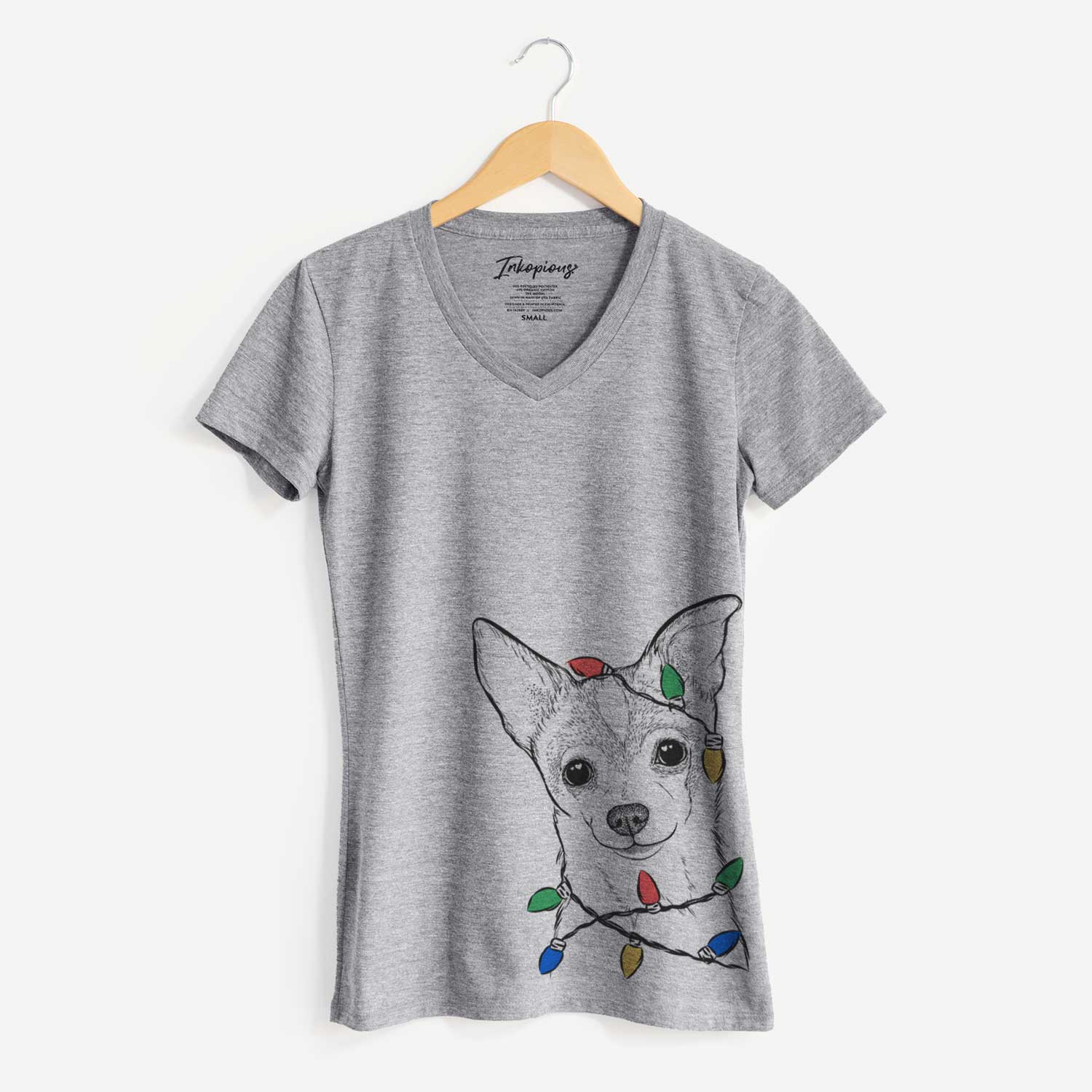 Christmas Lights Buggy the Chihuahua - Women's V-neck Shirt