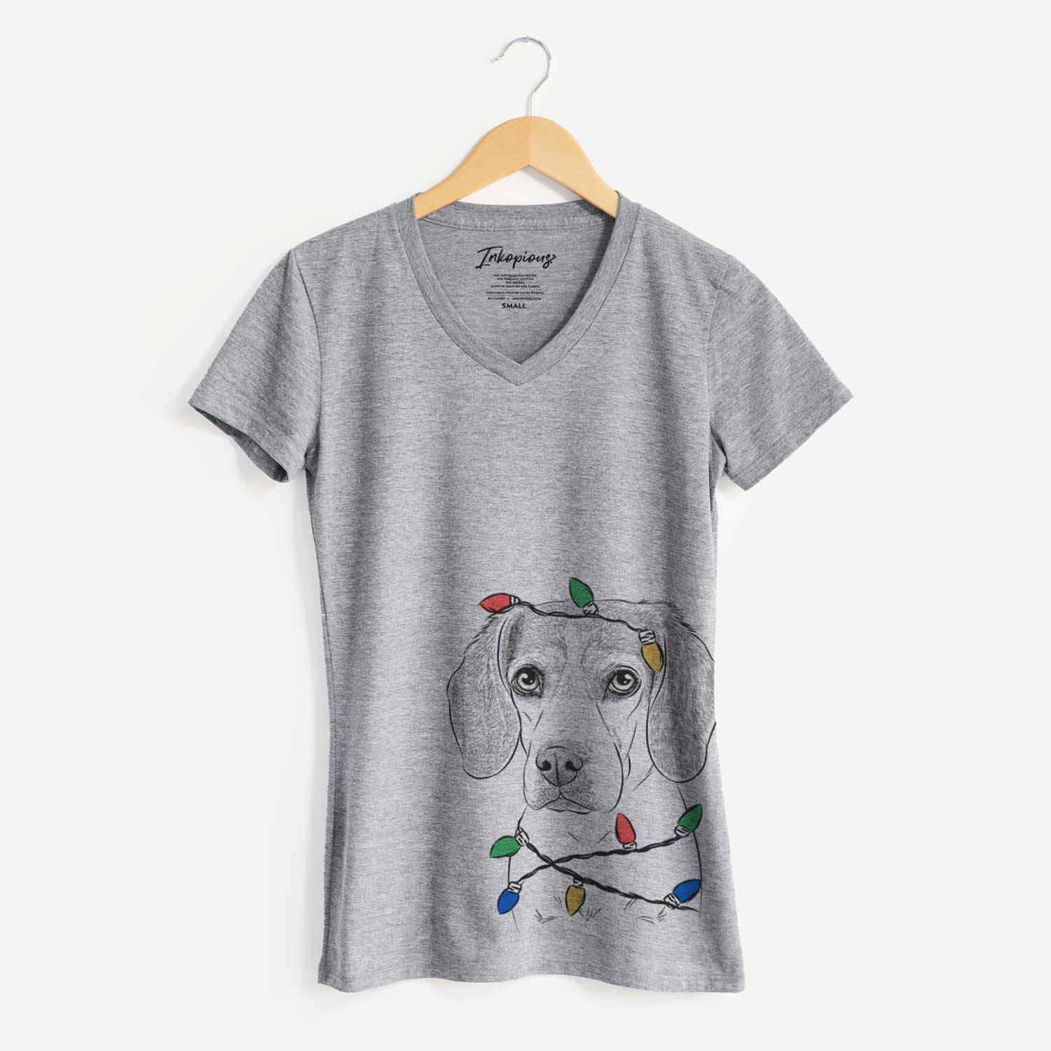 Christmas Lights Bumbee the Beagle - Women's V-neck Shirt