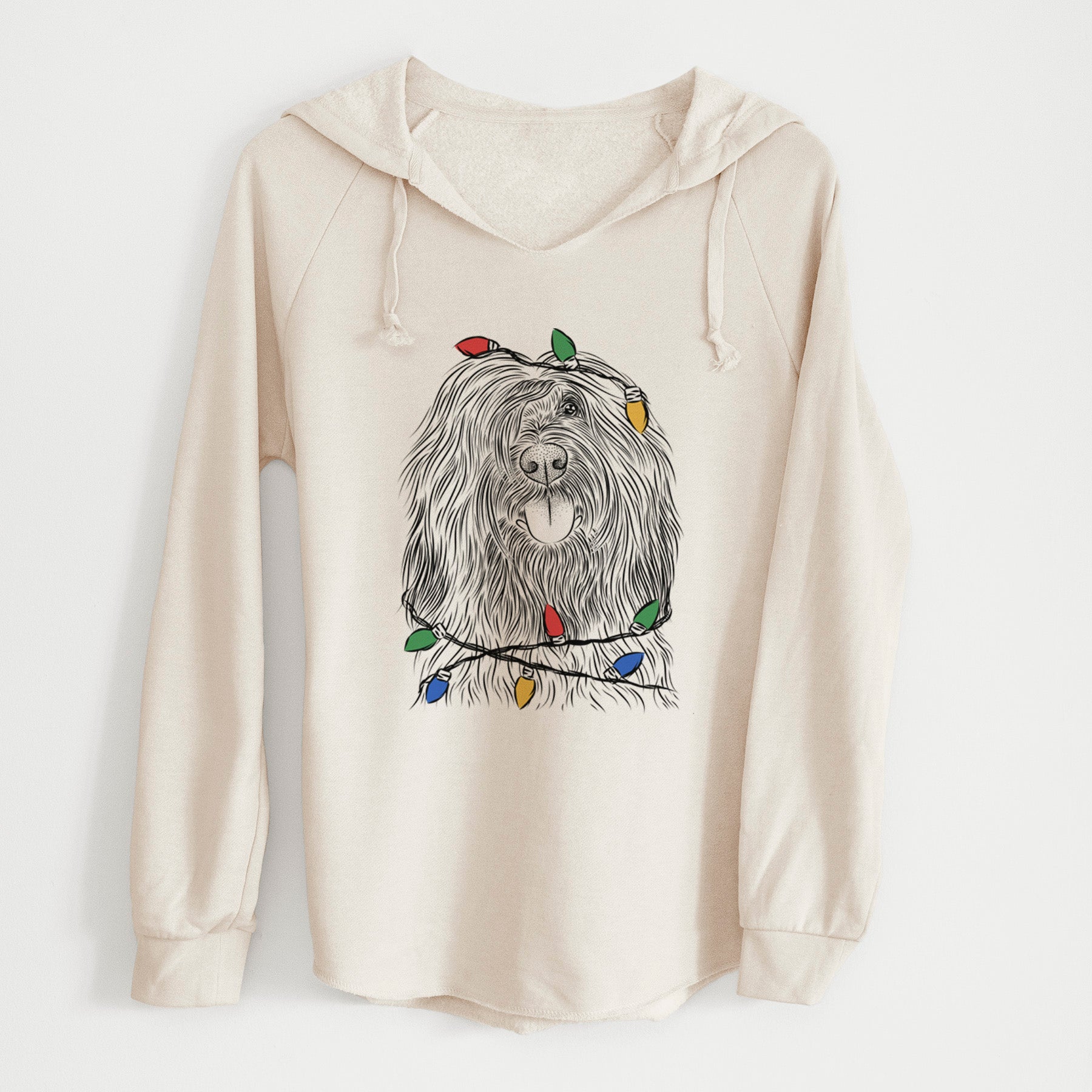 Christmas Lights Bundy the Briard - Cali Wave Hooded Sweatshirt