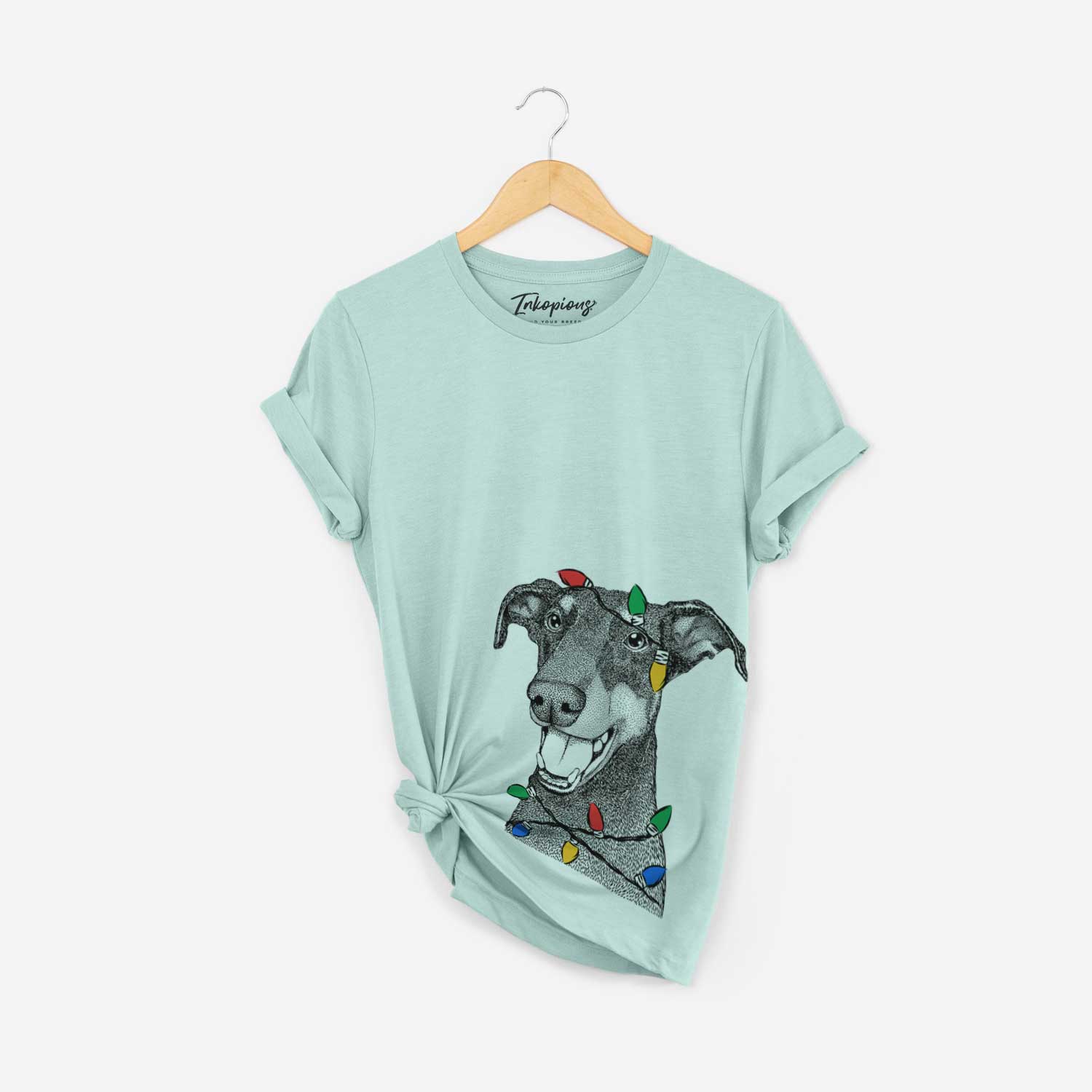 Christmas Lights Bunnie the Doberman Pinscher - Unisex Crewneck