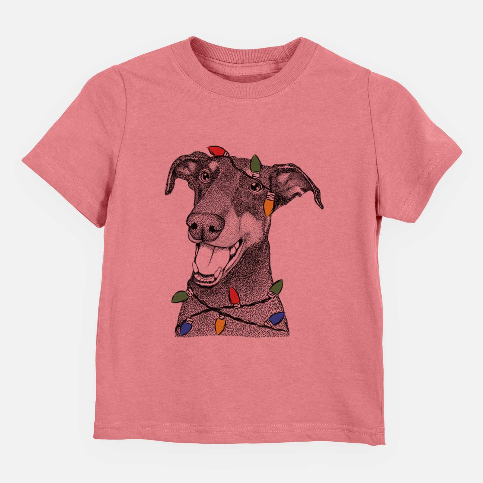 Christmas Lights Bunnie the Doberman Pinscher - Kids/Youth/Toddler Shirt