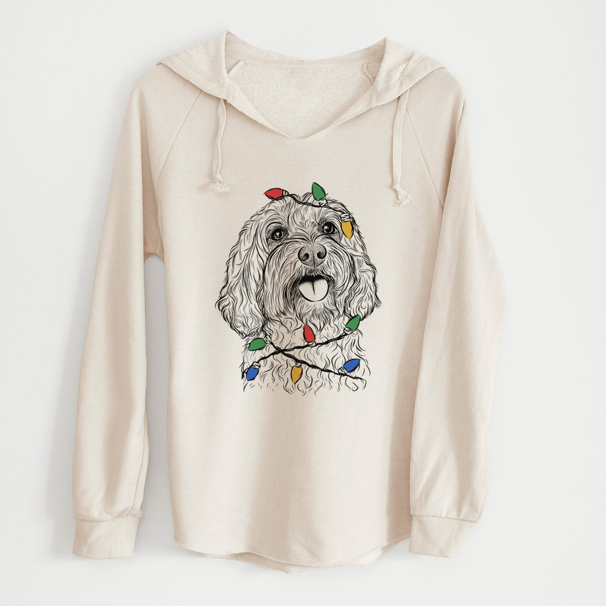 Christmas Lights Cali the Cavapoo - Cali Wave Hooded Sweatshirt