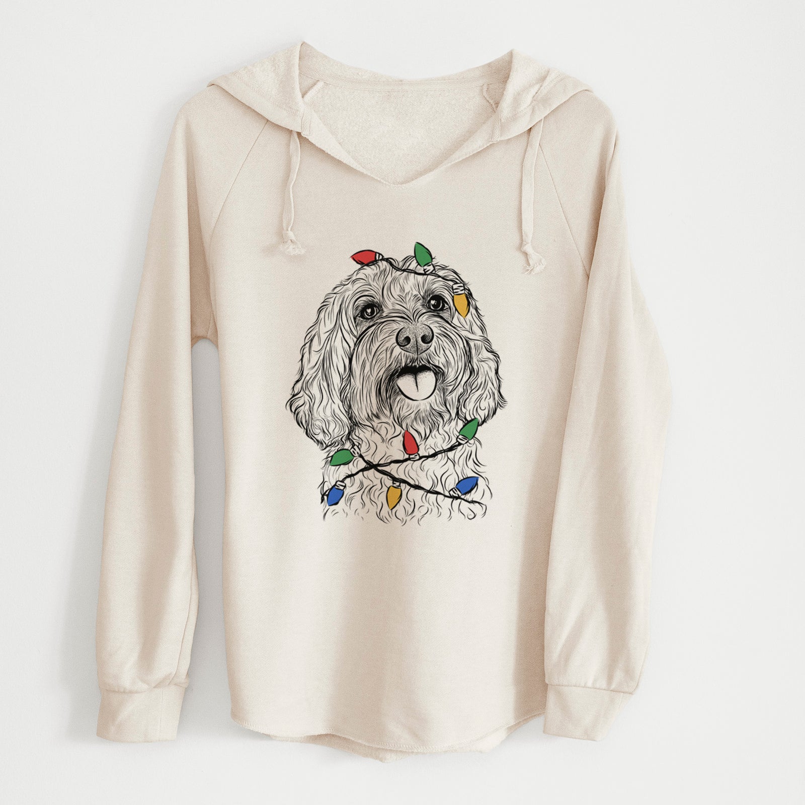 Christmas Lights Cali the Cavapoo - Cali Wave Hooded Sweatshirt