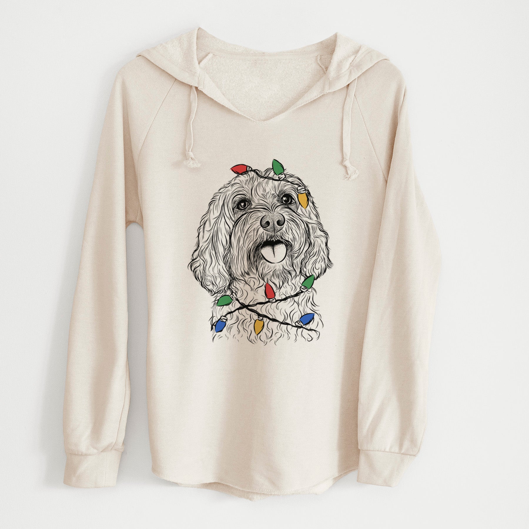 Christmas Lights Cali the Cavapoo - Cali Wave Hooded Sweatshirt