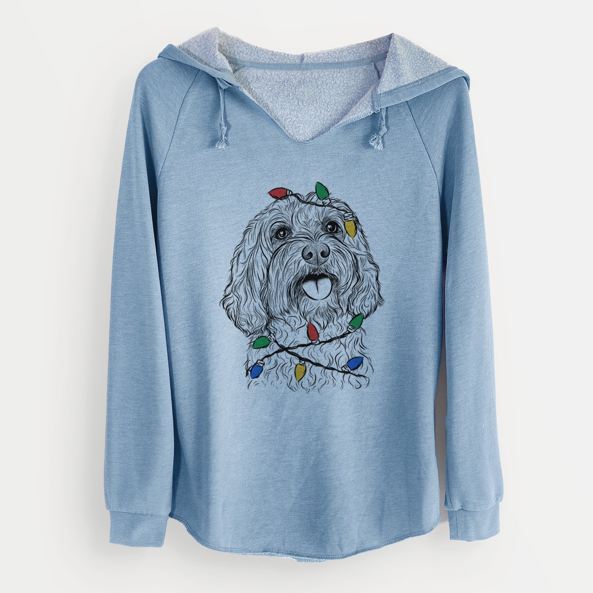 Christmas Lights Cali the Cavapoo - Cali Wave Hooded Sweatshirt