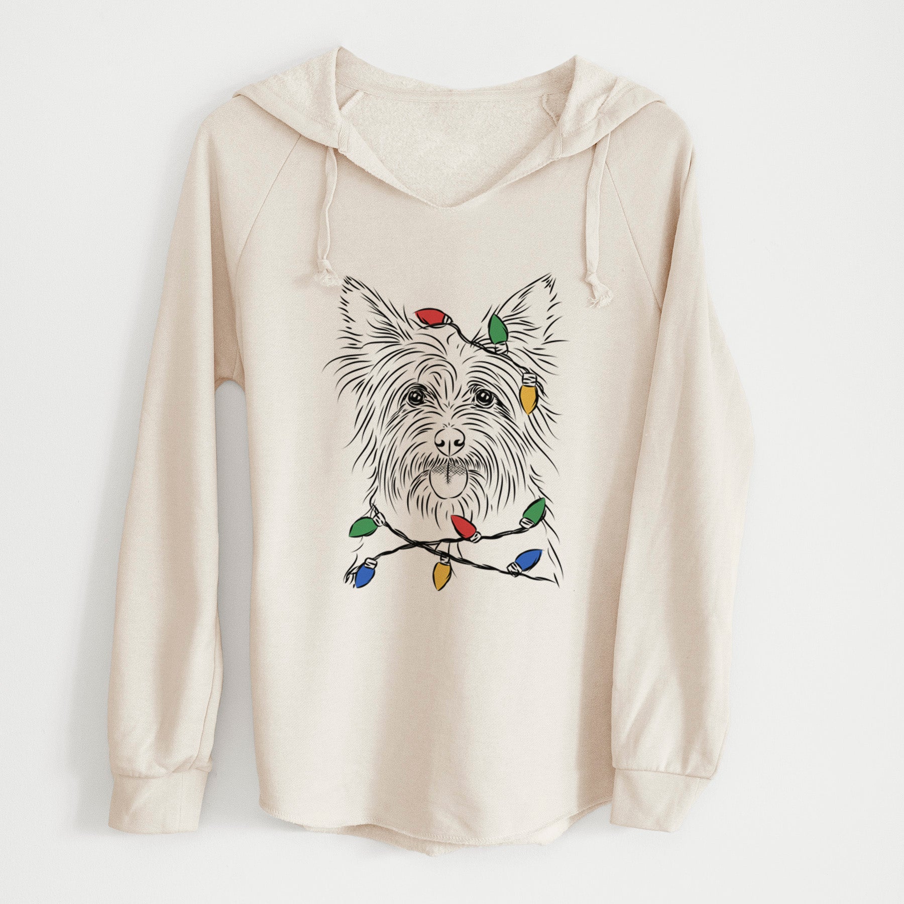 Christmas Lights Calum the Cairn Terrier - Cali Wave Hooded Sweatshirt