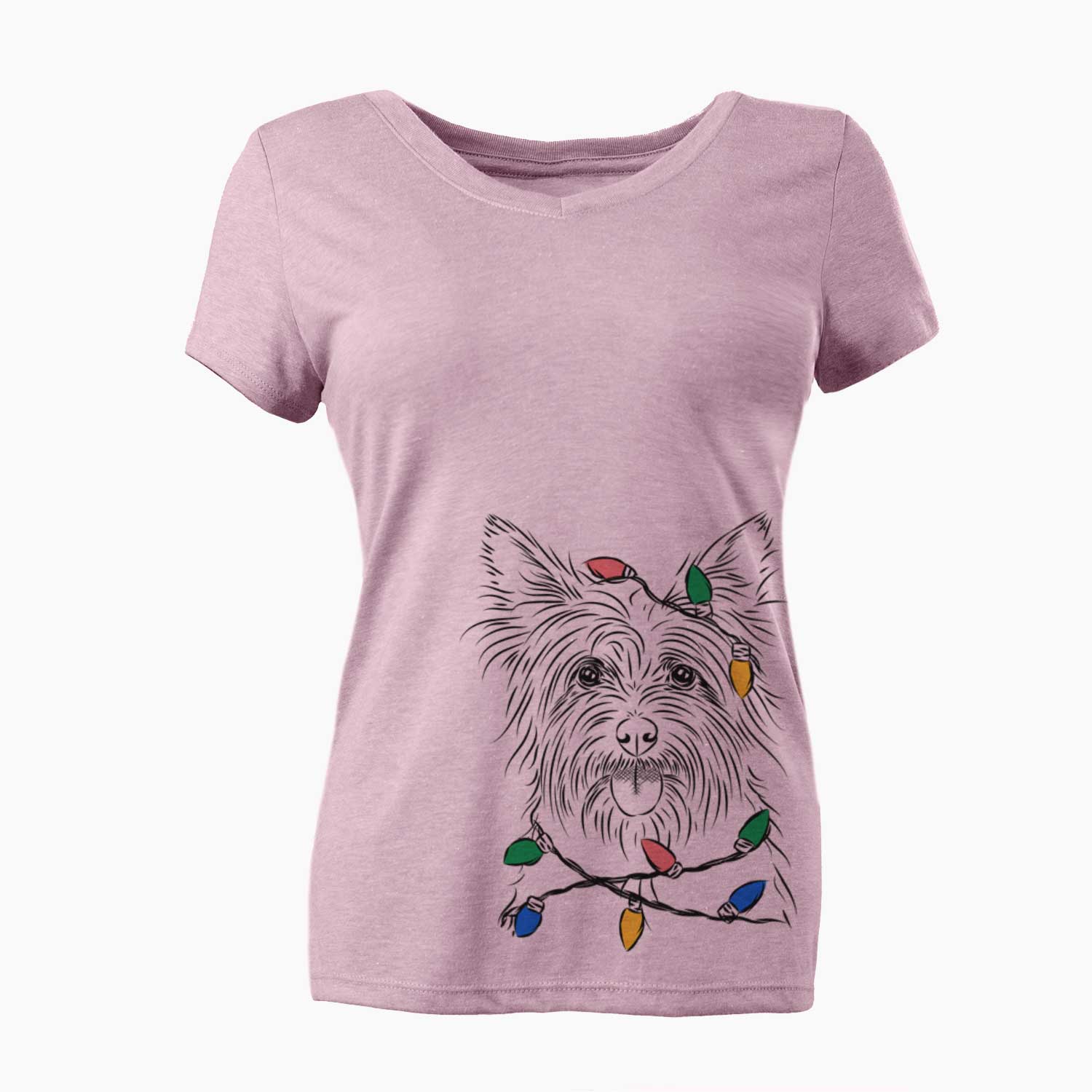 Christmas Lights Calum the Cairn Terrier - Women's V-neck Shirt