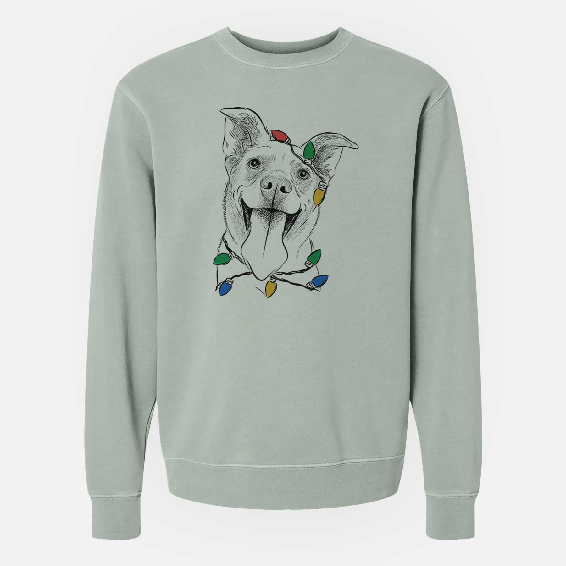 Christmas Lights Candy the Mixed Breed - Unisex Pigment Dyed Crew Sweatshirt