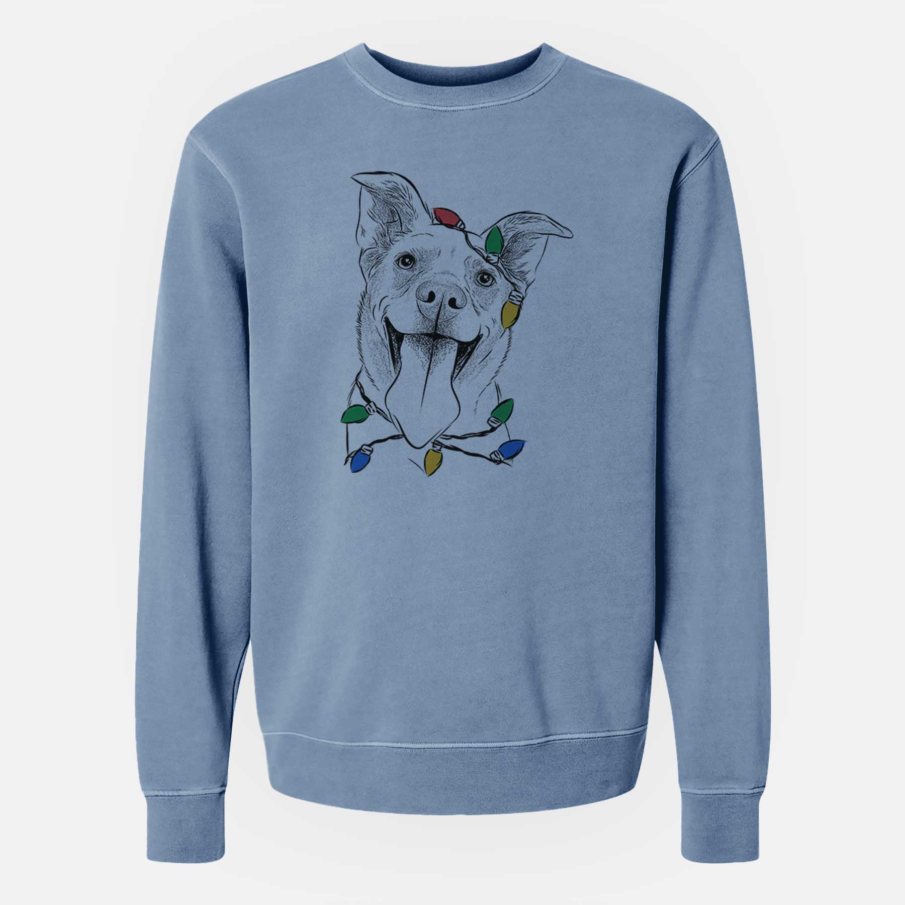 Christmas Lights Candy the Mixed Breed - Unisex Pigment Dyed Crew Sweatshirt