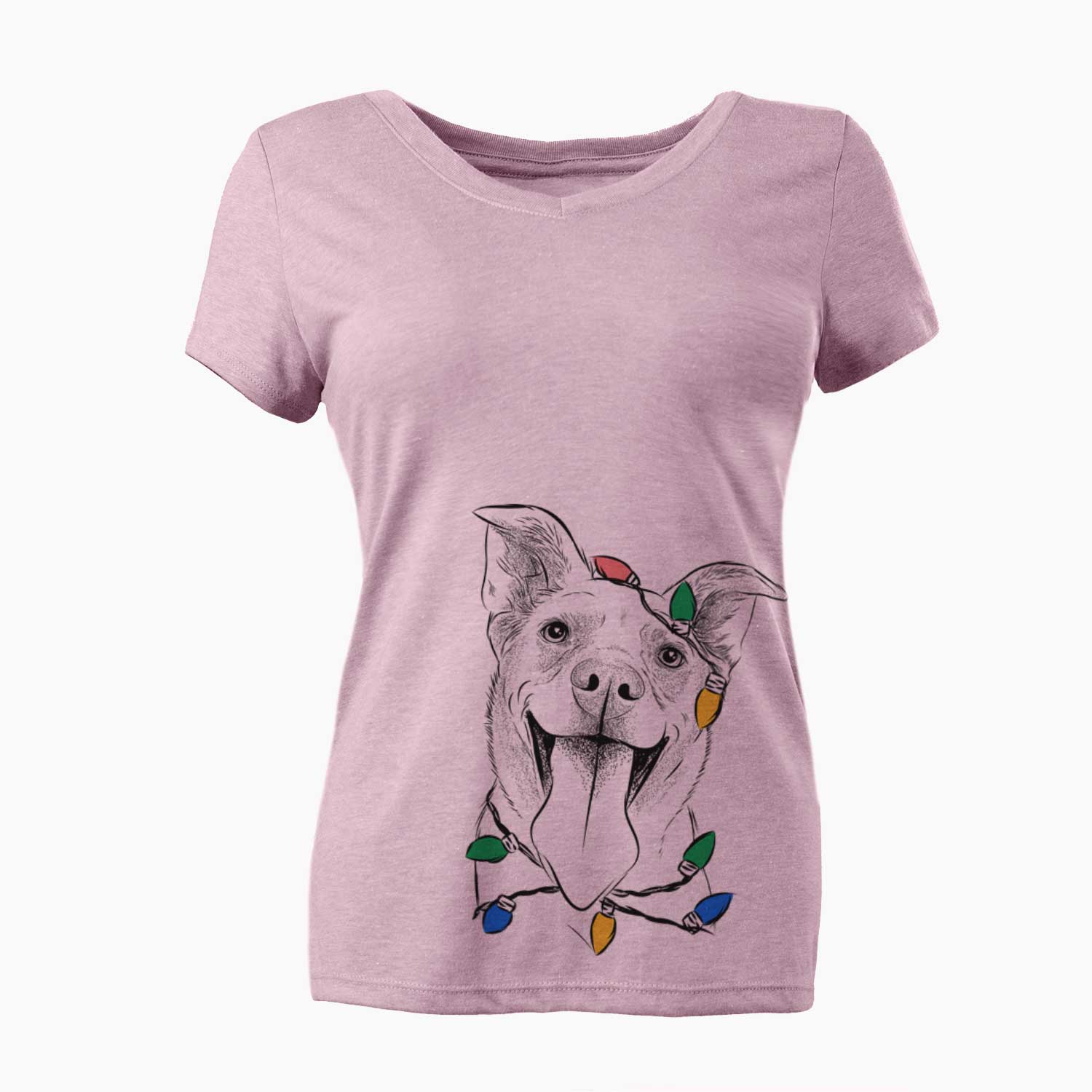 Christmas Lights Candy the Mixed Breed - Women's V-neck Shirt