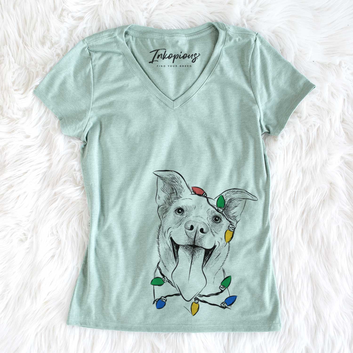 Christmas Lights Candy the Mixed Breed - Women's V-neck Shirt