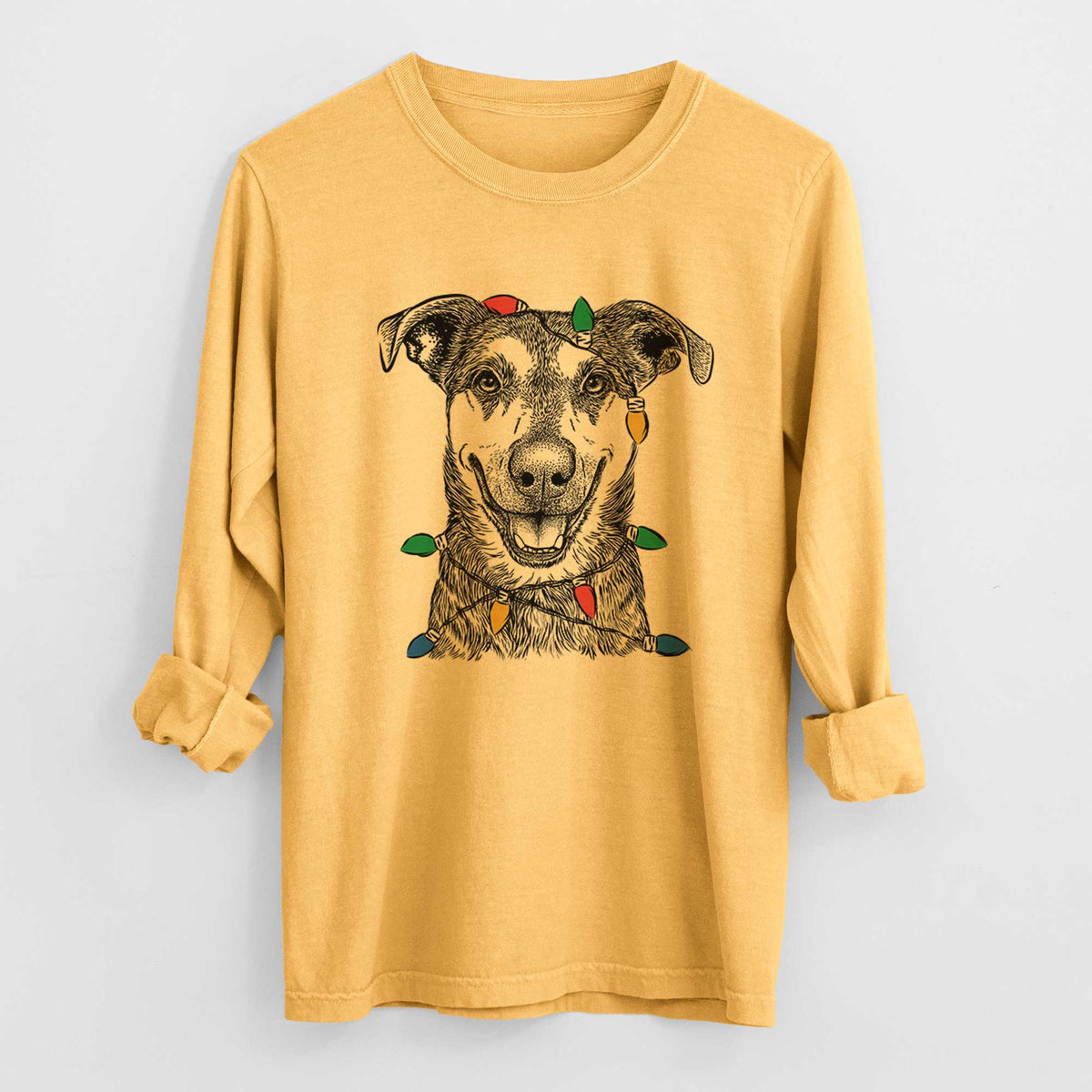 Christmas Lights Case the Mixed Breed - Heavyweight 100% Cotton Long Sleeve