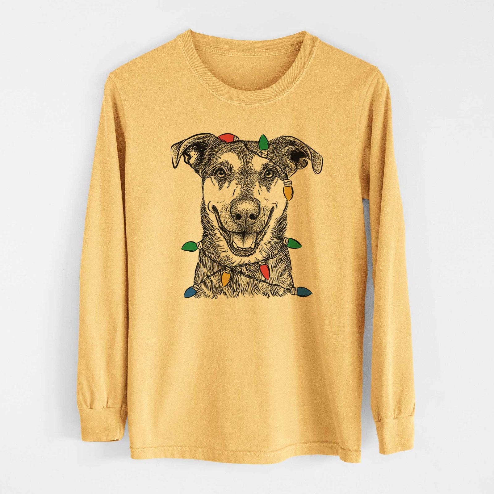 Christmas Lights Case the Mixed Breed - Heavyweight 100% Cotton Long Sleeve