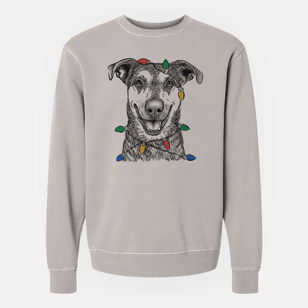 Christmas Lights Case the Mixed Breed - Unisex Pigment Dyed Crew Sweatshirt