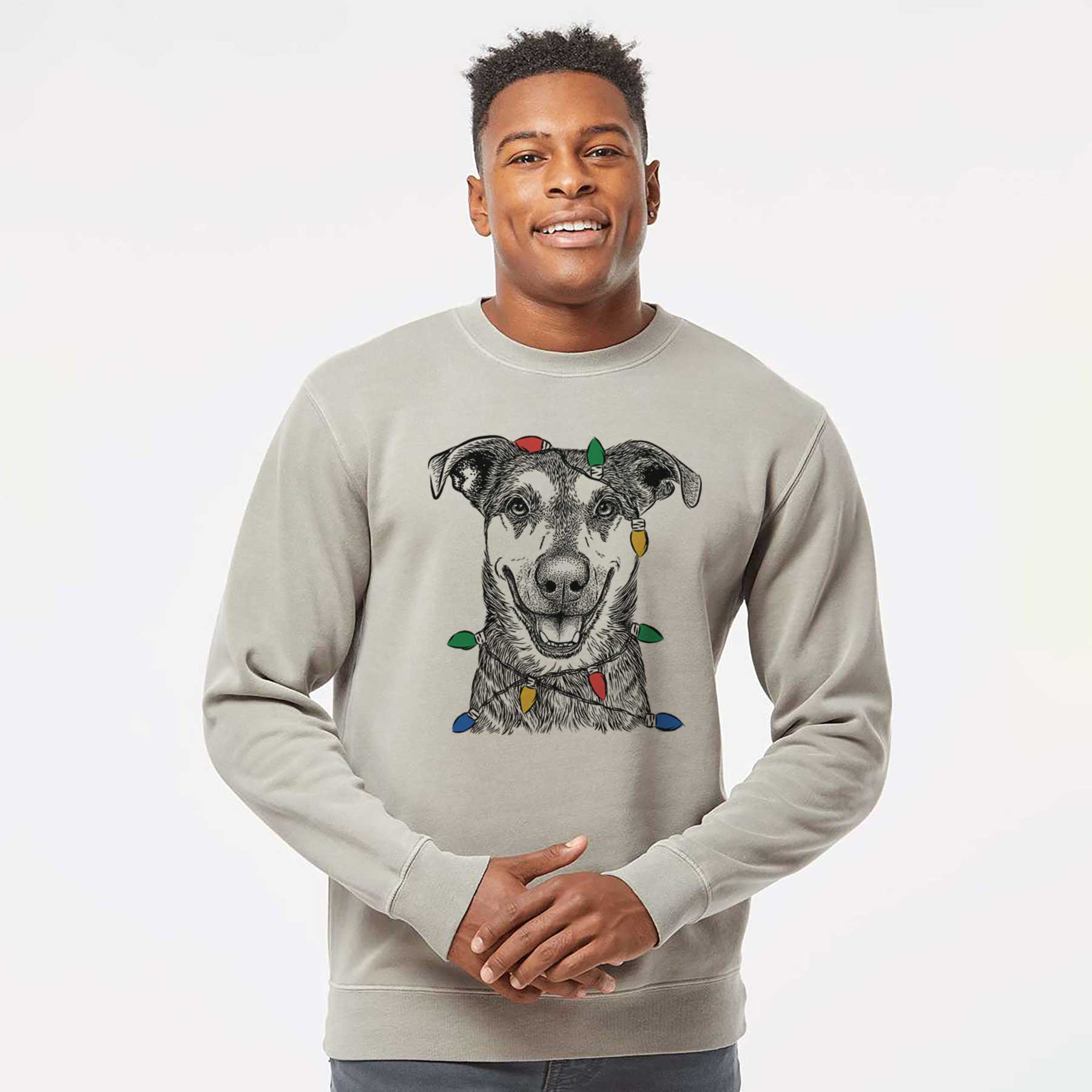 Christmas Lights Case the Mixed Breed - Unisex Pigment Dyed Crew Sweatshirt