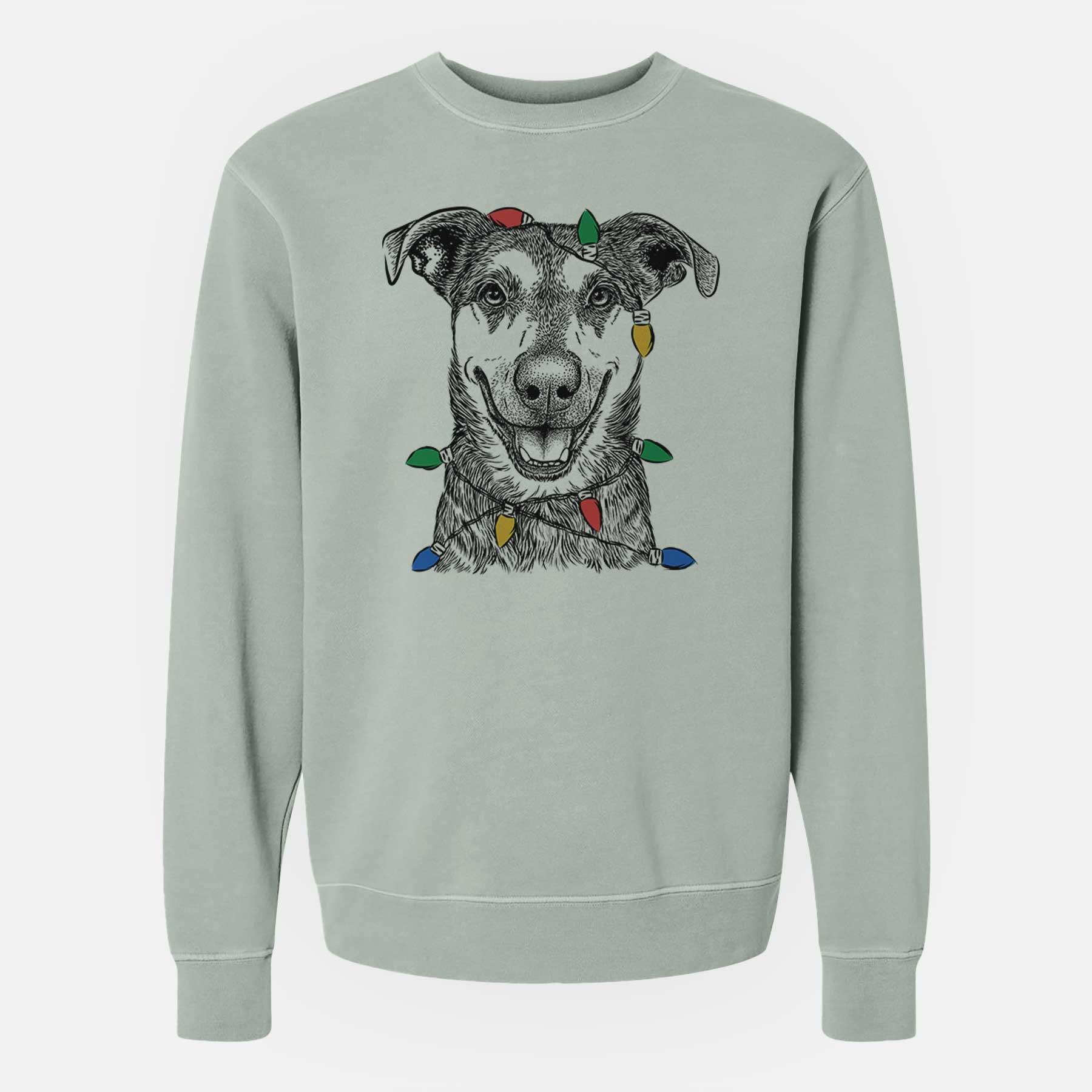 Christmas Lights Case the Mixed Breed - Unisex Pigment Dyed Crew Sweatshirt