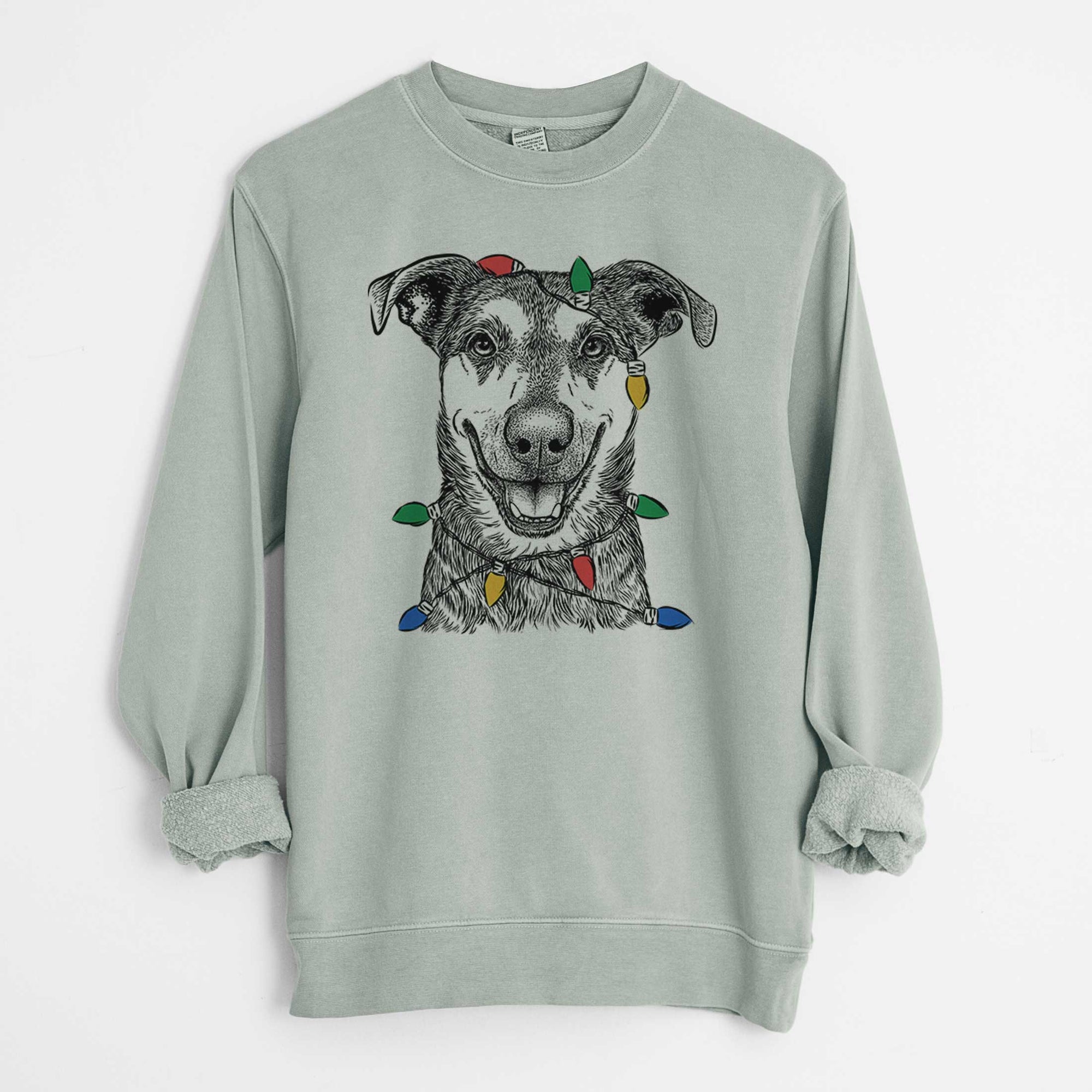 Christmas Lights Case the Mixed Breed - Unisex Pigment Dyed Crew Sweatshirt