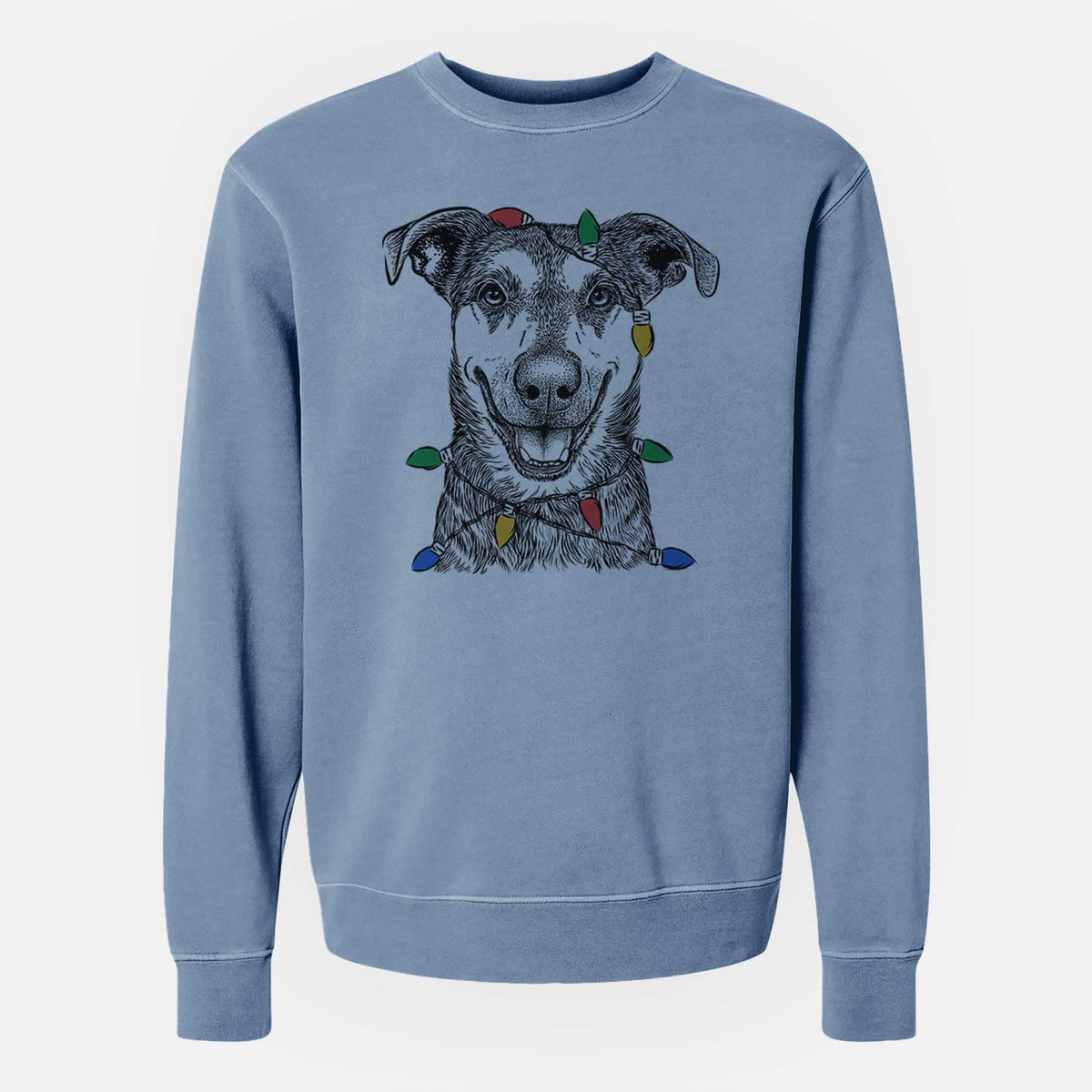 Christmas Lights Case the Mixed Breed - Unisex Pigment Dyed Crew Sweatshirt