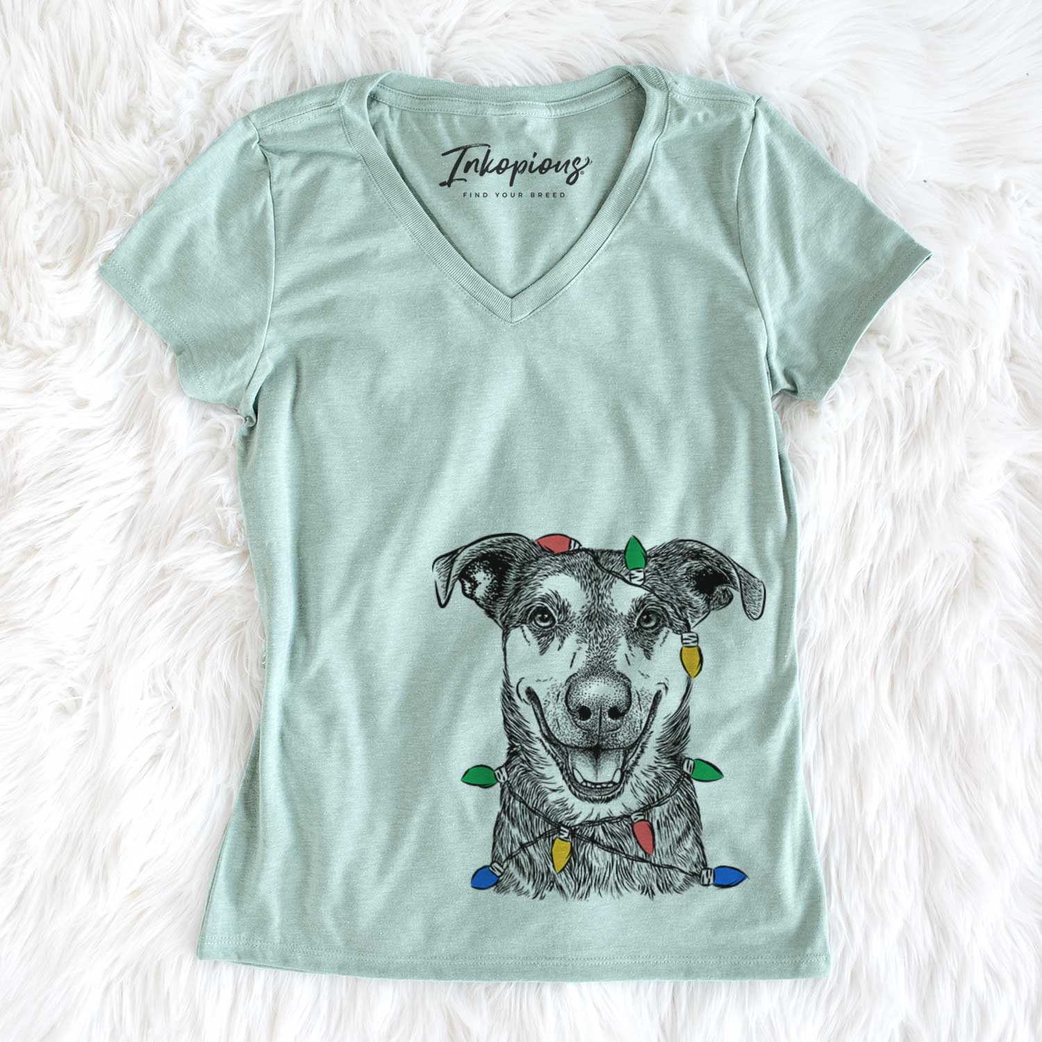 Christmas Lights Case the Mixed Breed - Women's V-neck Shirt