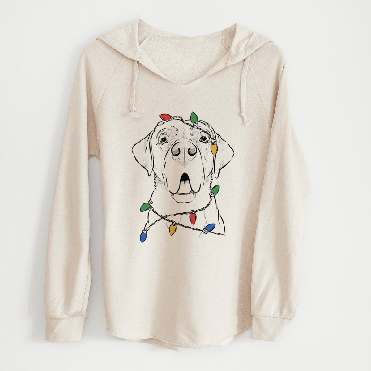 Christmas Lights Ceasar the Labrador Hound Mix - Cali Wave Hooded Sweatshirt