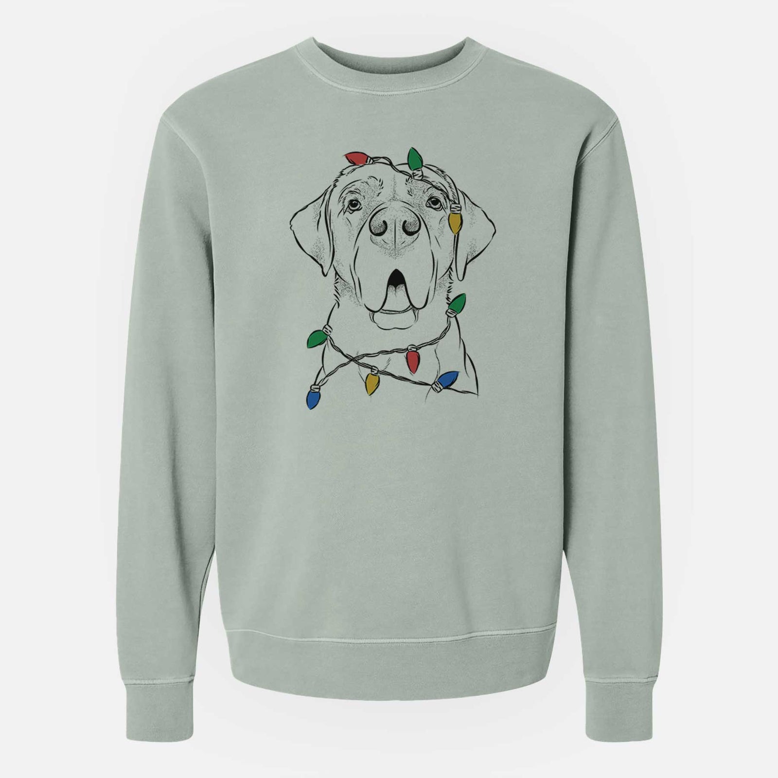 Christmas Lights Ceasar the Labrador Hound Mix - Unisex Pigment Dyed Crew Sweatshirt