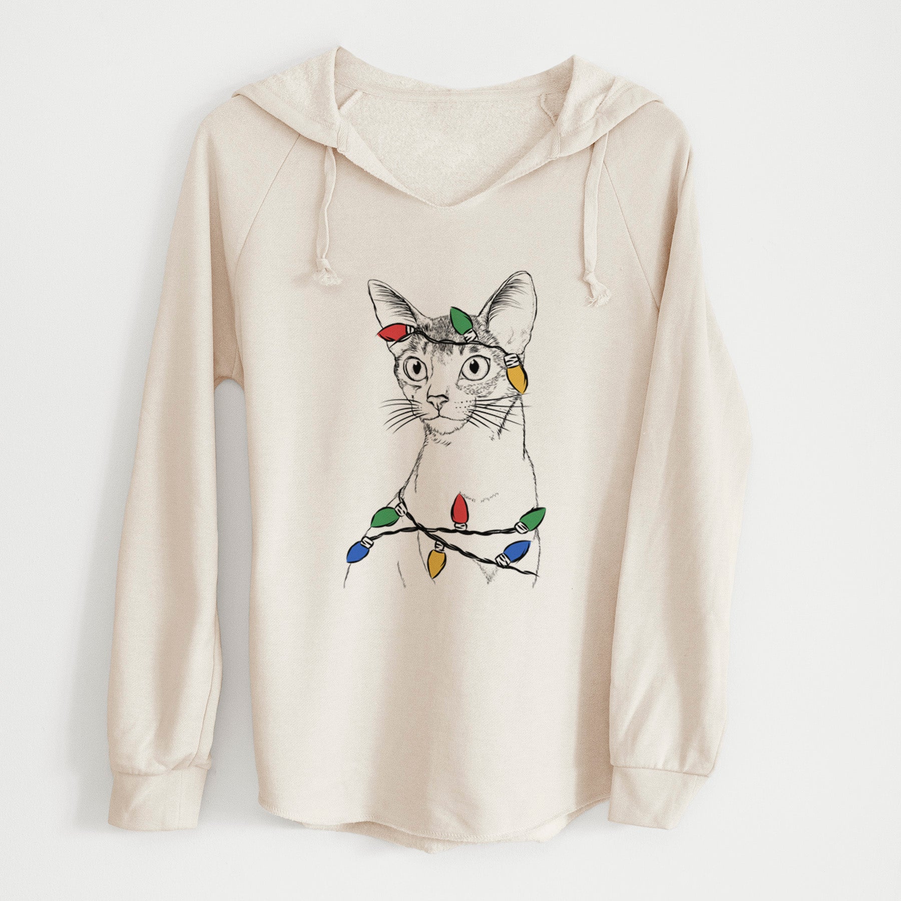 Christmas Lights Cedric the Abyssinian Cat - Cali Wave Hooded Sweatshirt