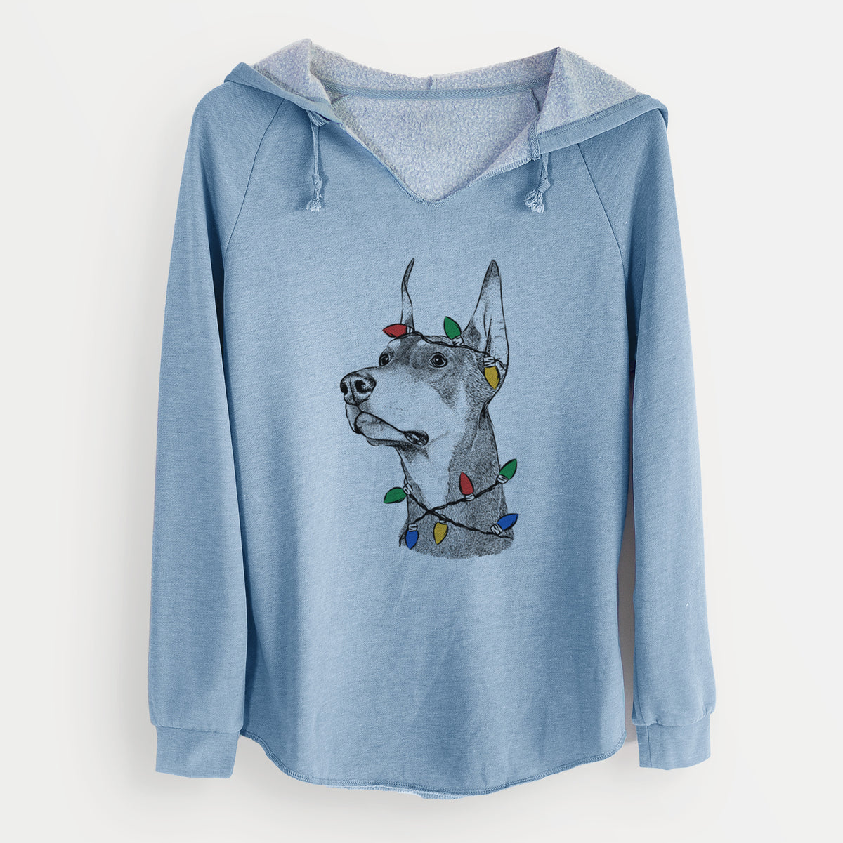 Christmas Lights Cenza the Doberman Pinscher - Cali Wave Hooded Sweatshirt