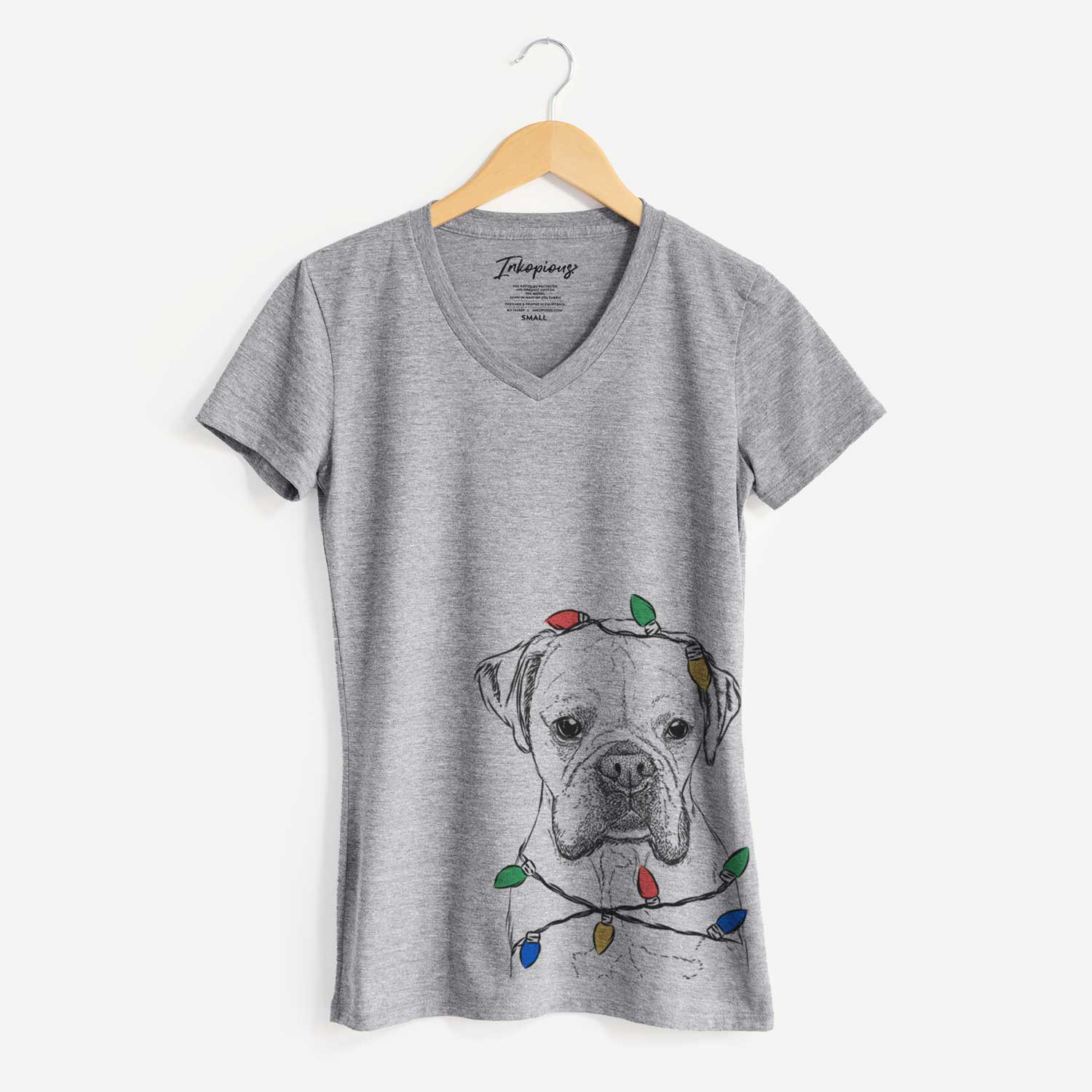 Christmas Lights Champion Bentley the Boxer - Women's V-neck Shirt