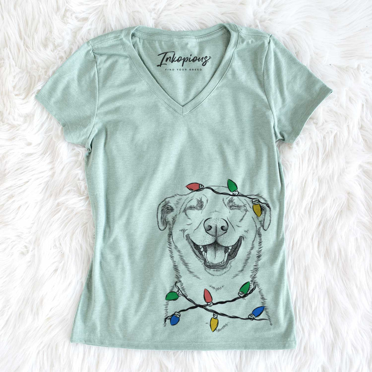 Christmas Lights Chancellor the Mixed Breed - Women&#39;s V-neck Shirt