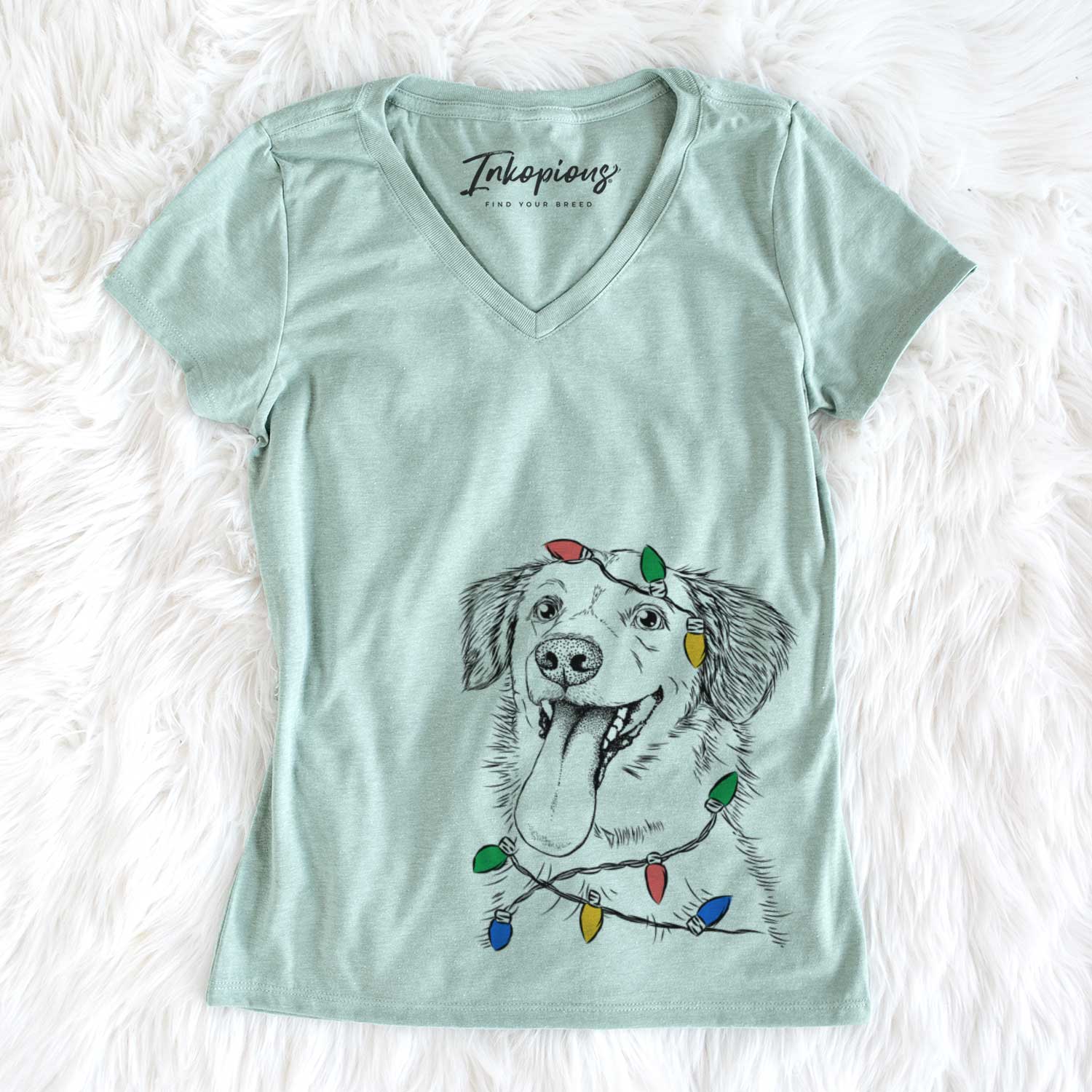 Christmas Lights Charles Xavier the Mixed Breed - Women's V-neck Shirt