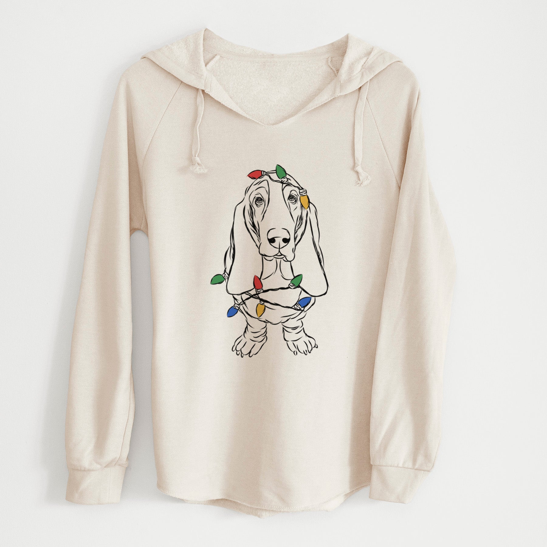 Christmas Lights Charlie the Basset Hound - Cali Wave Hooded Sweatshirt