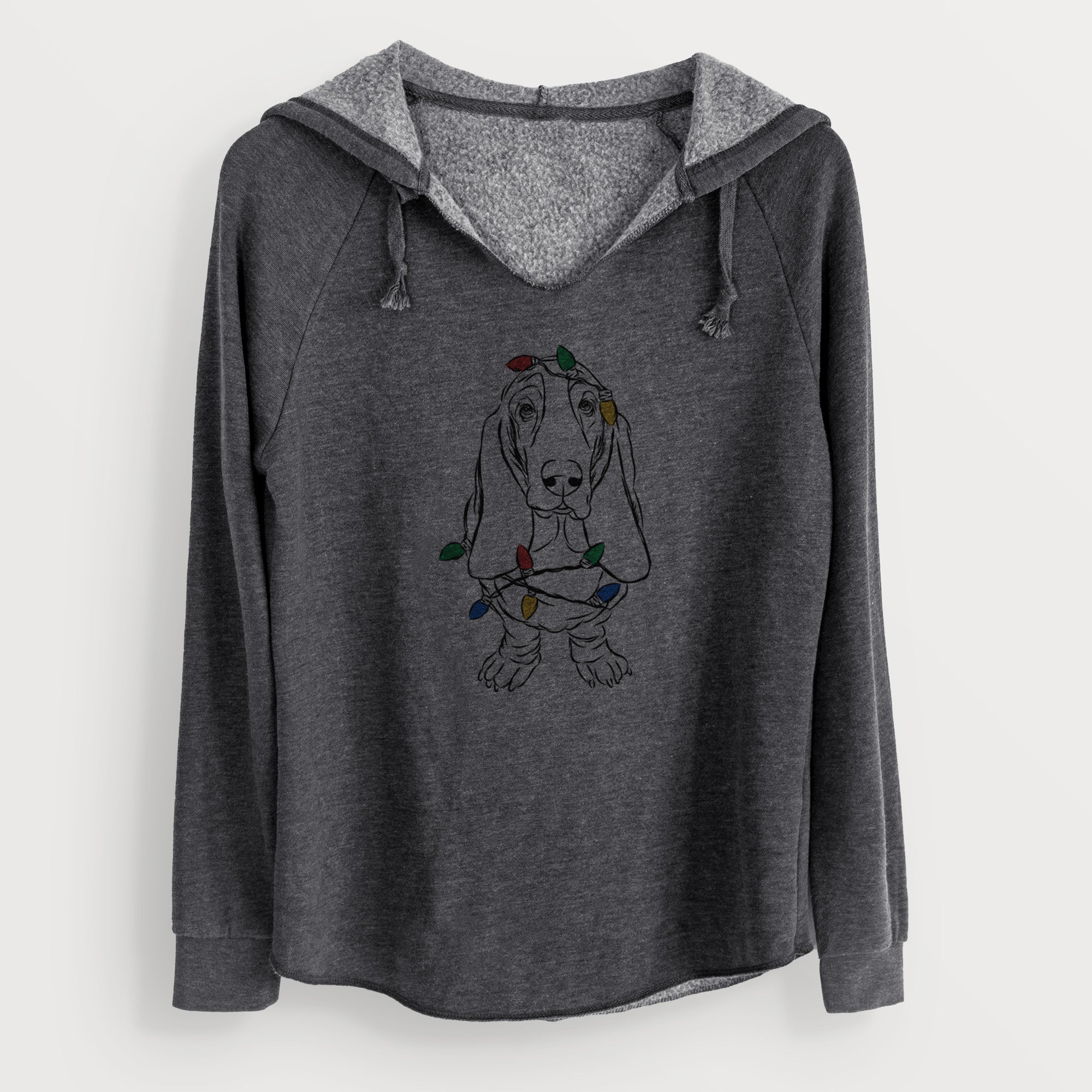 Christmas Lights Charlie the Basset Hound - Cali Wave Hooded Sweatshirt