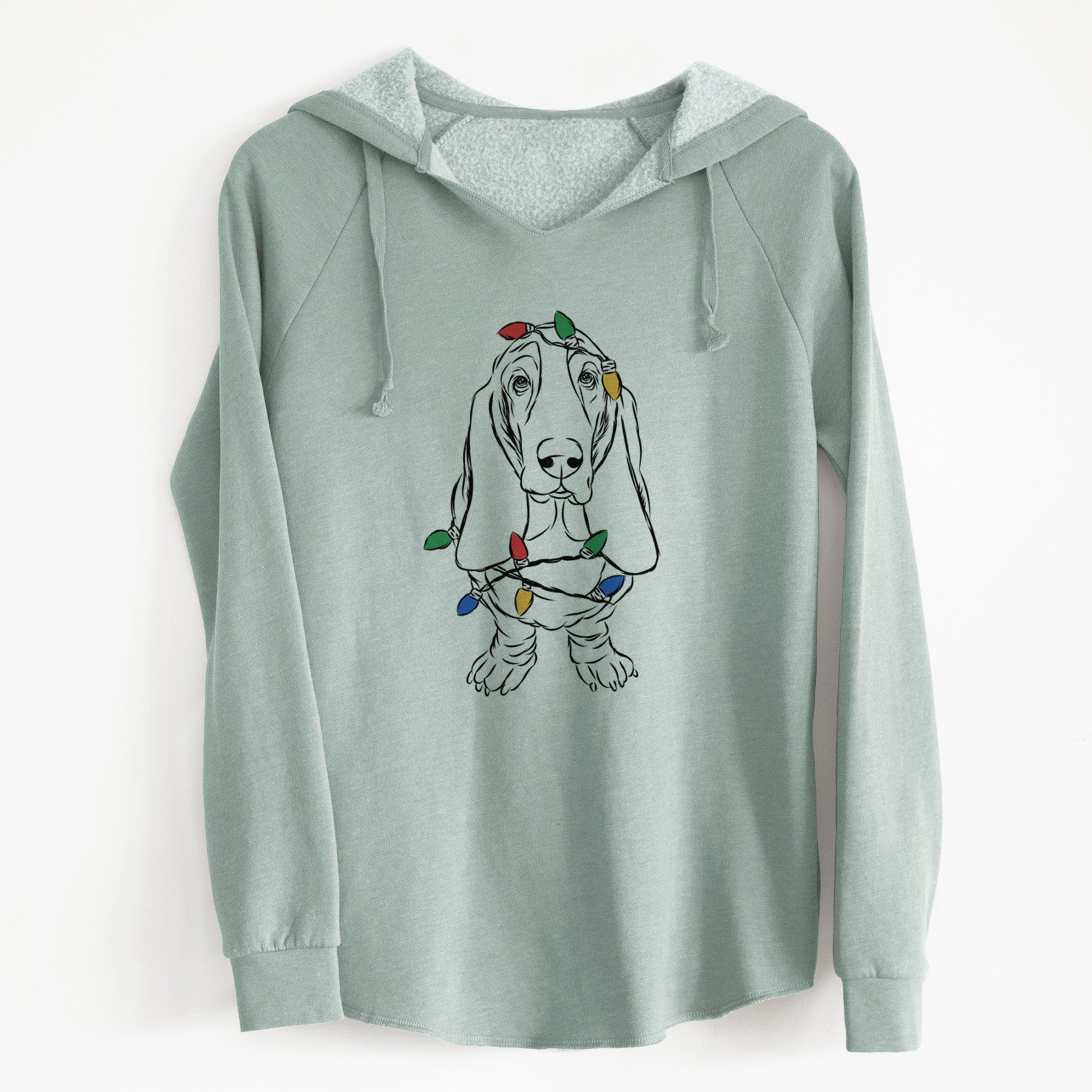 Christmas Lights Charlie the Basset Hound - Cali Wave Hooded Sweatshirt